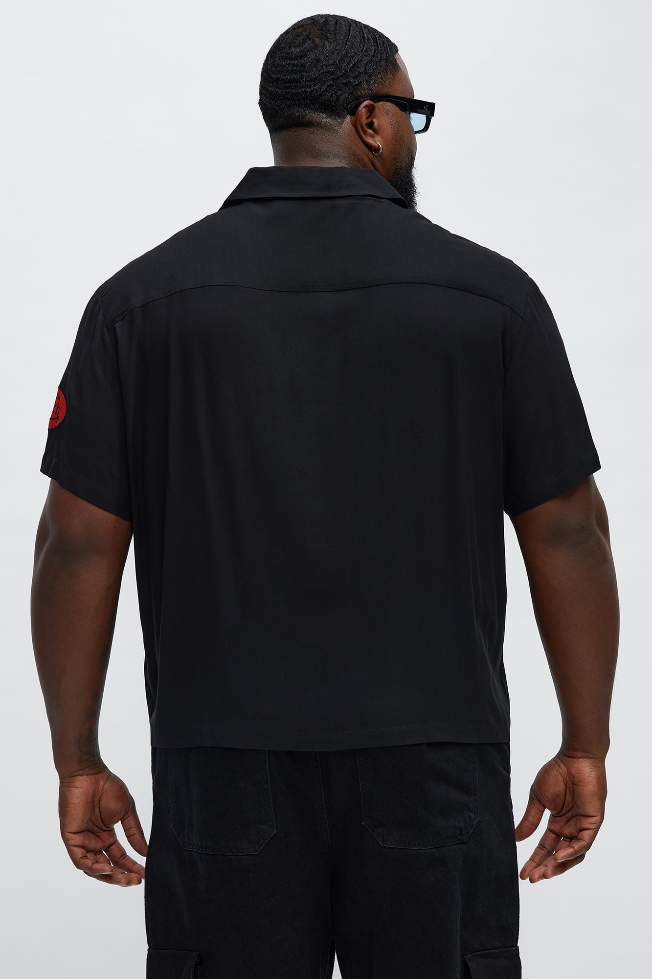 Von Dutch Cropped Logo Button Up Shirt - Black