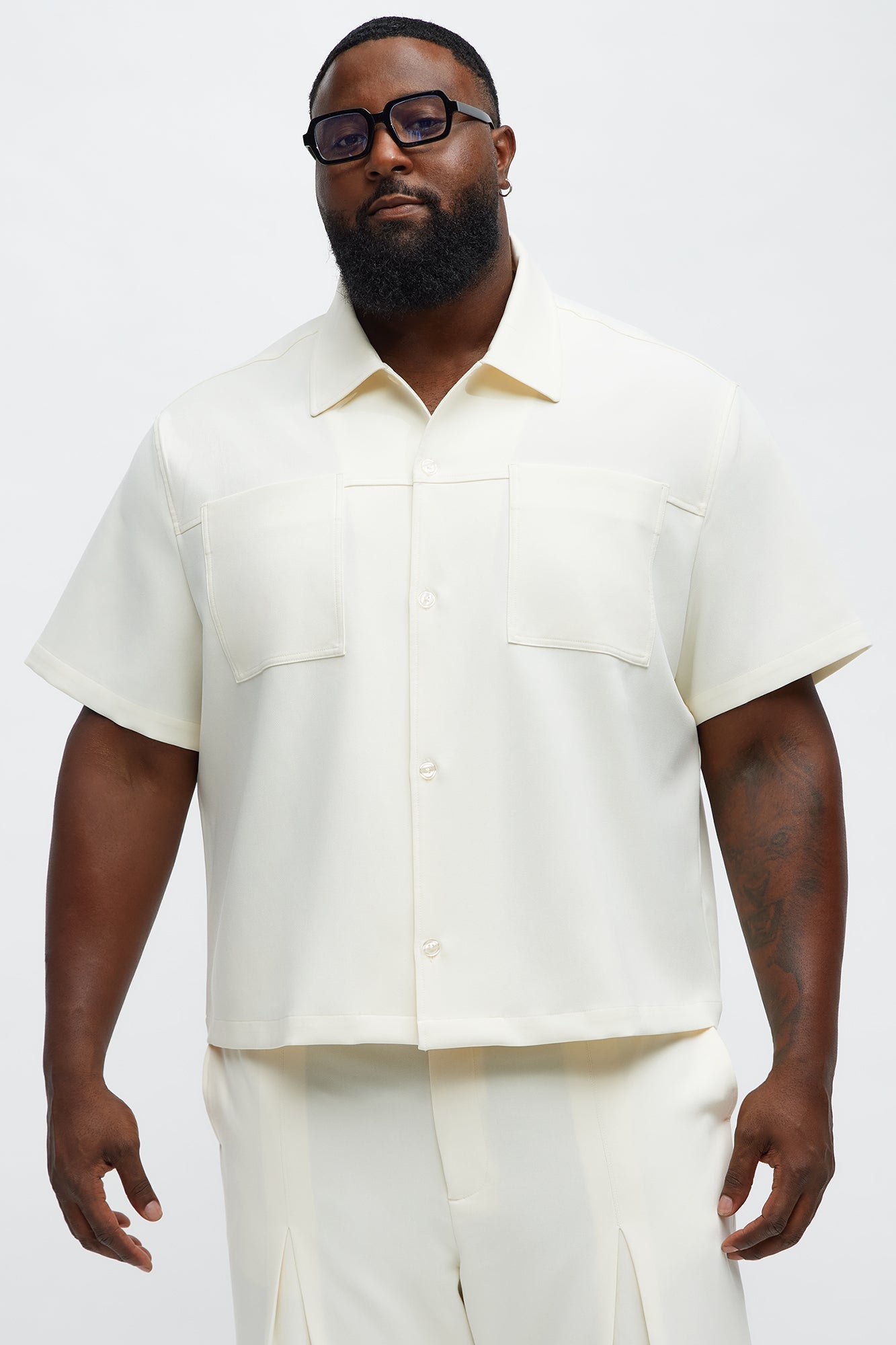 Cropped Ronan Weekender Button Up Shirt - Cream