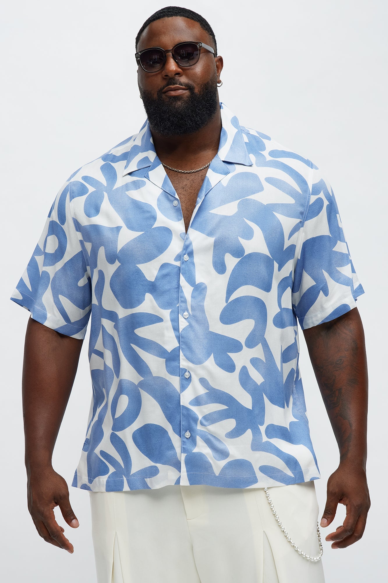 Bold Metric Cuban Shirt - White/combo