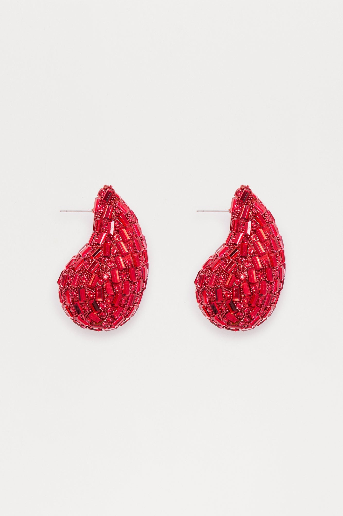 Just Better Jeweled Drop Earrings - Red