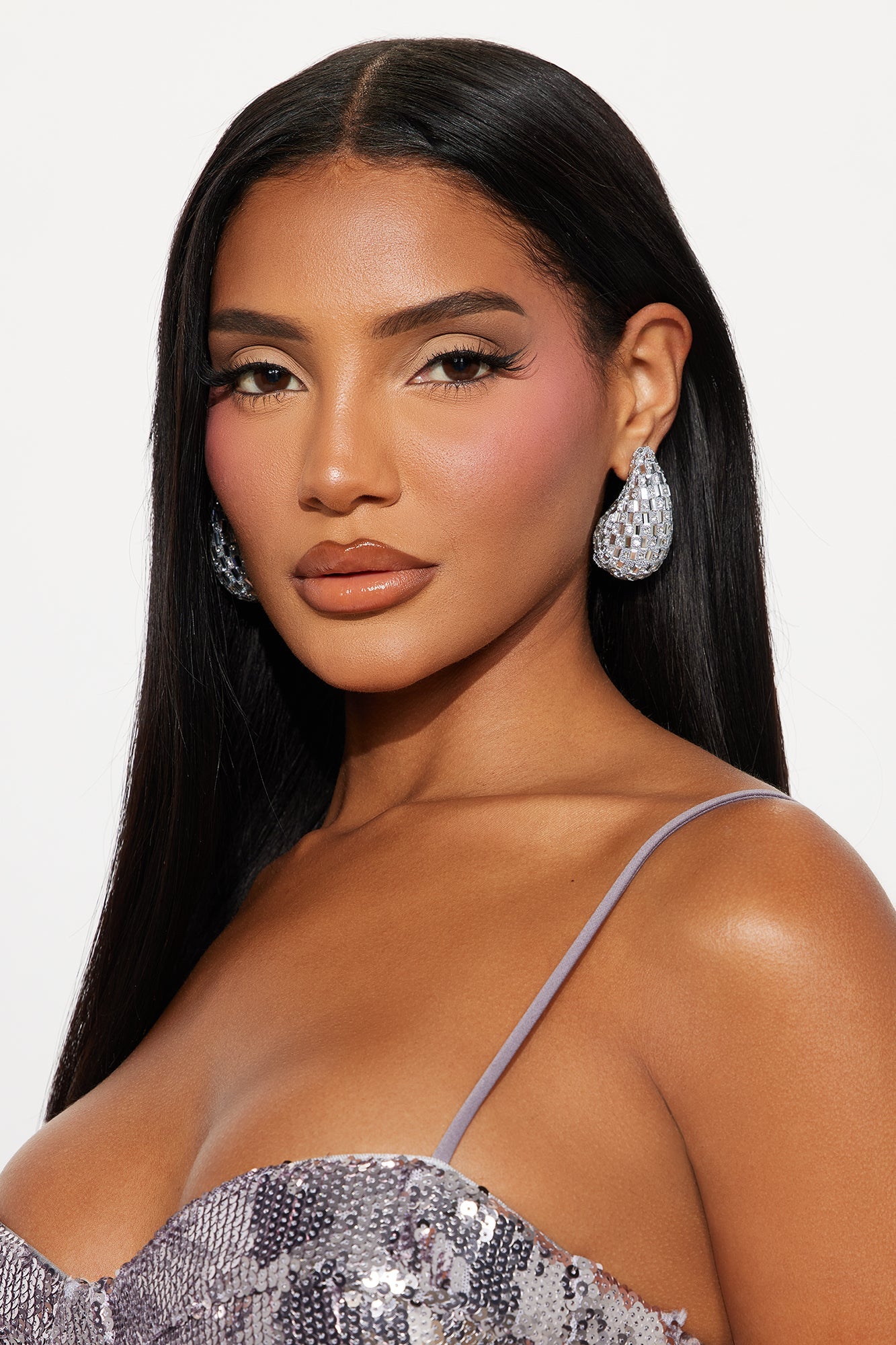 Just Better Jeweled Drop Earrings - Silver