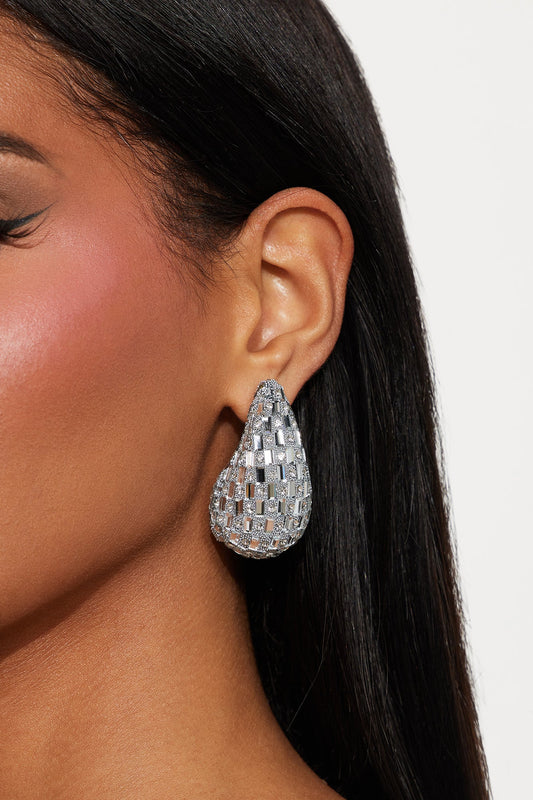 Just Better Jeweled Drop Earrings - Silver