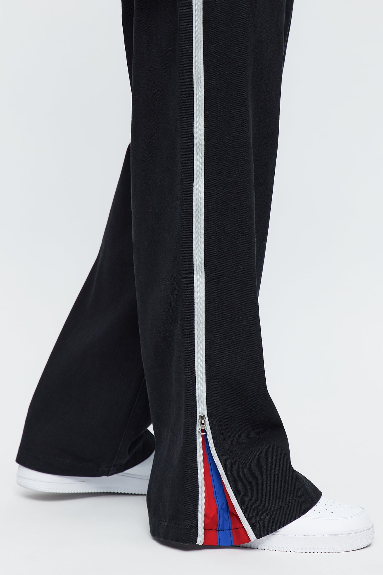 Baggy Side Stripe Zip Hit Jeans - Black