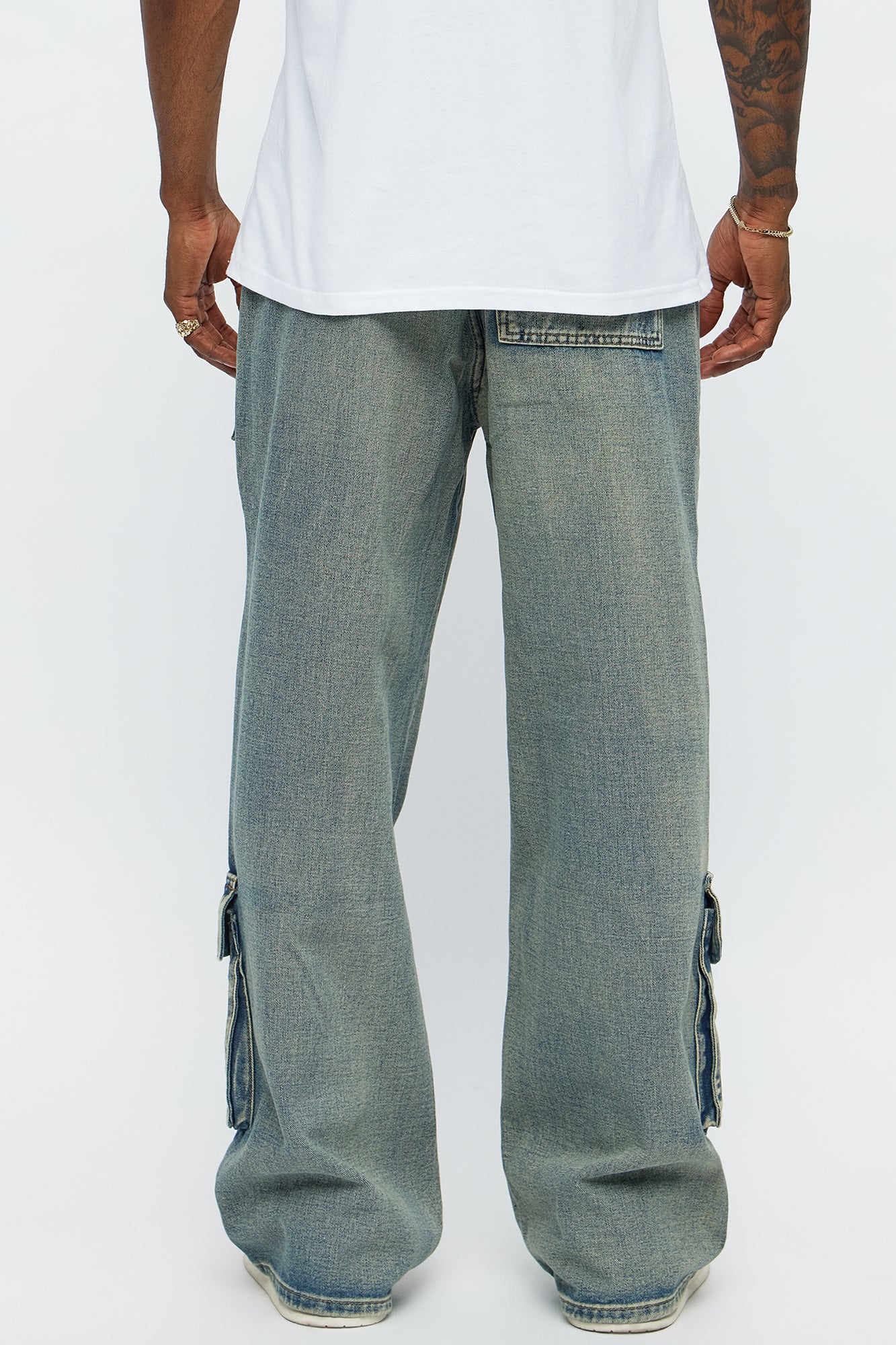 Straight We Got Choices Convertible Cargo Jeans - Light Wash