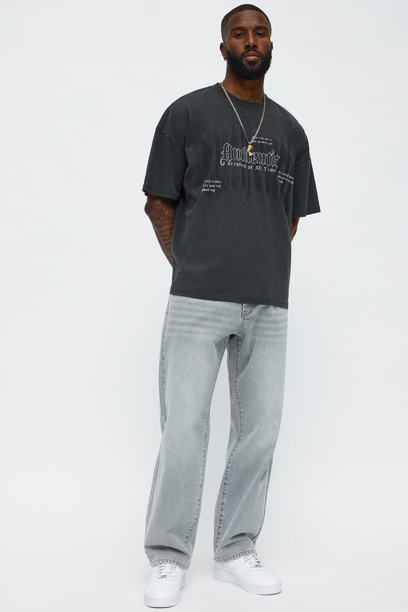 Remain Authentic Oversized Short Sleeve Tee - Black Wash