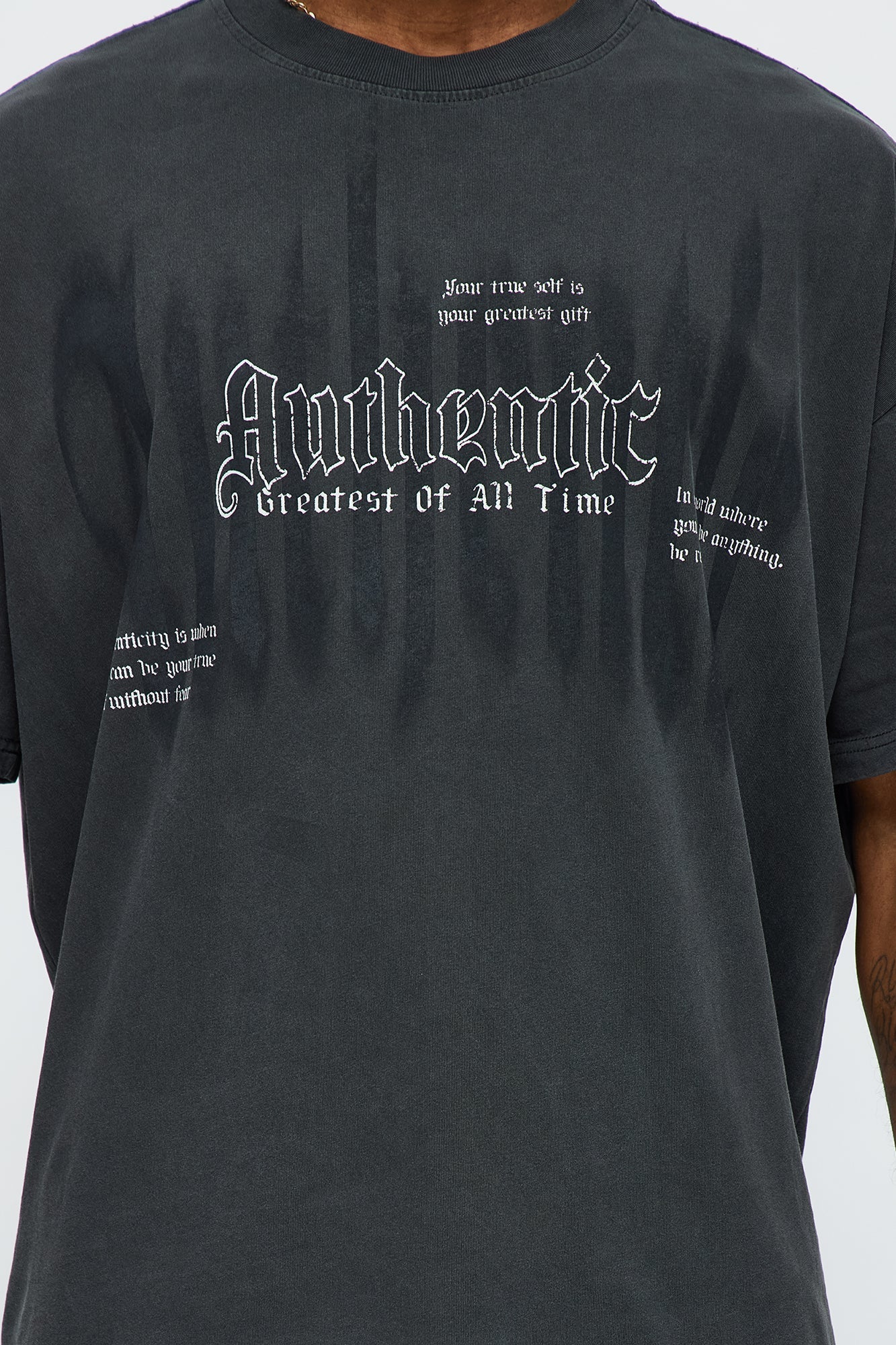 Remain Authentic Oversized Short Sleeve Tee - Black Wash