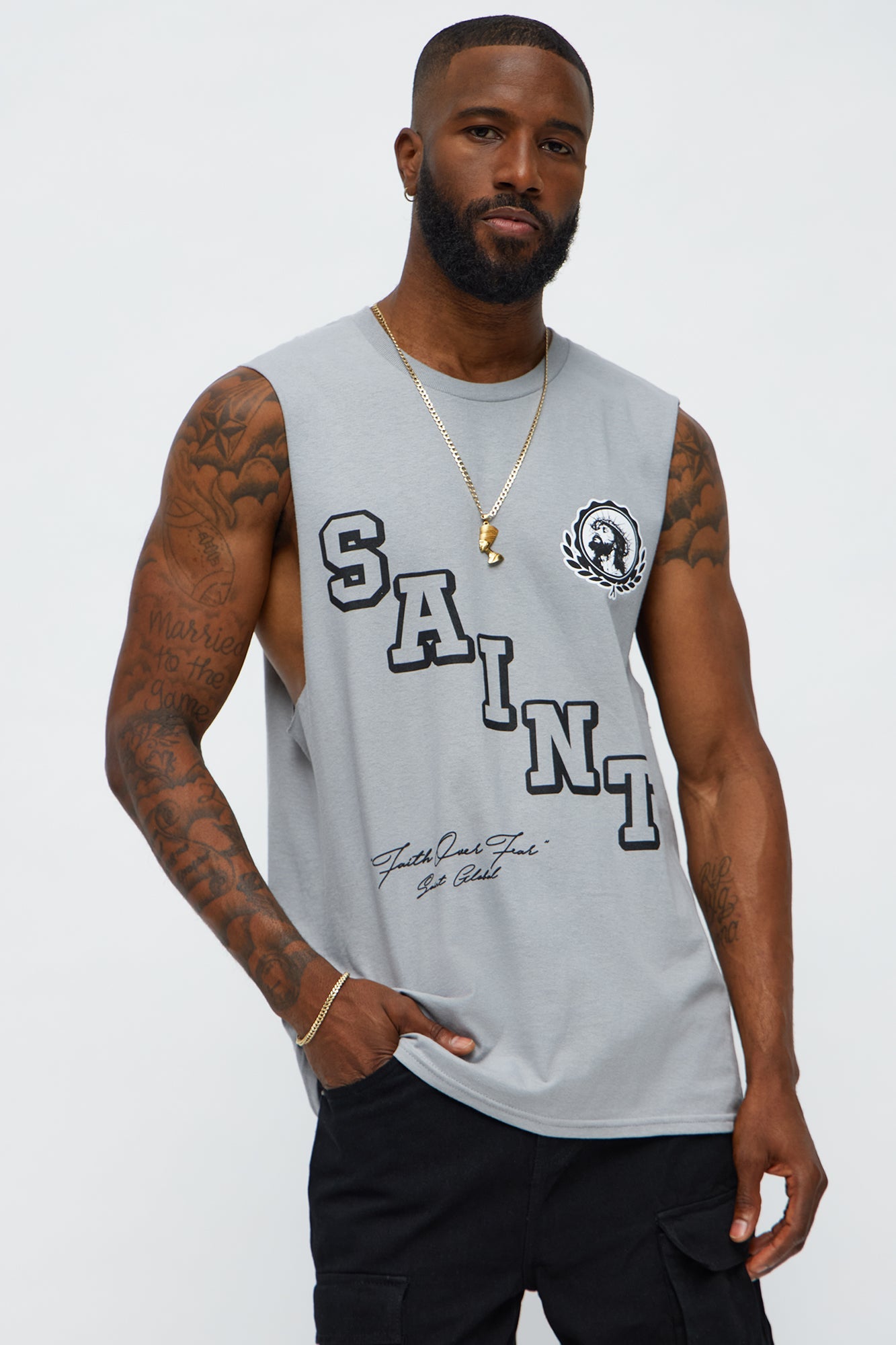 Saint University Muscle Tee - Grey
