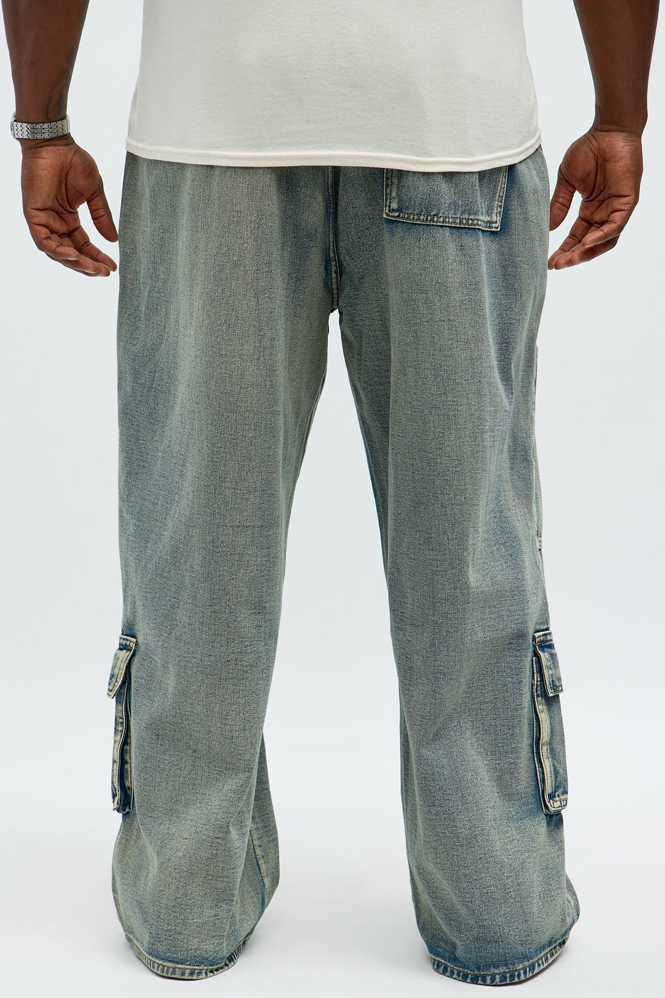 Straight We Got Choices Convertible Cargo Jeans - Light Wash