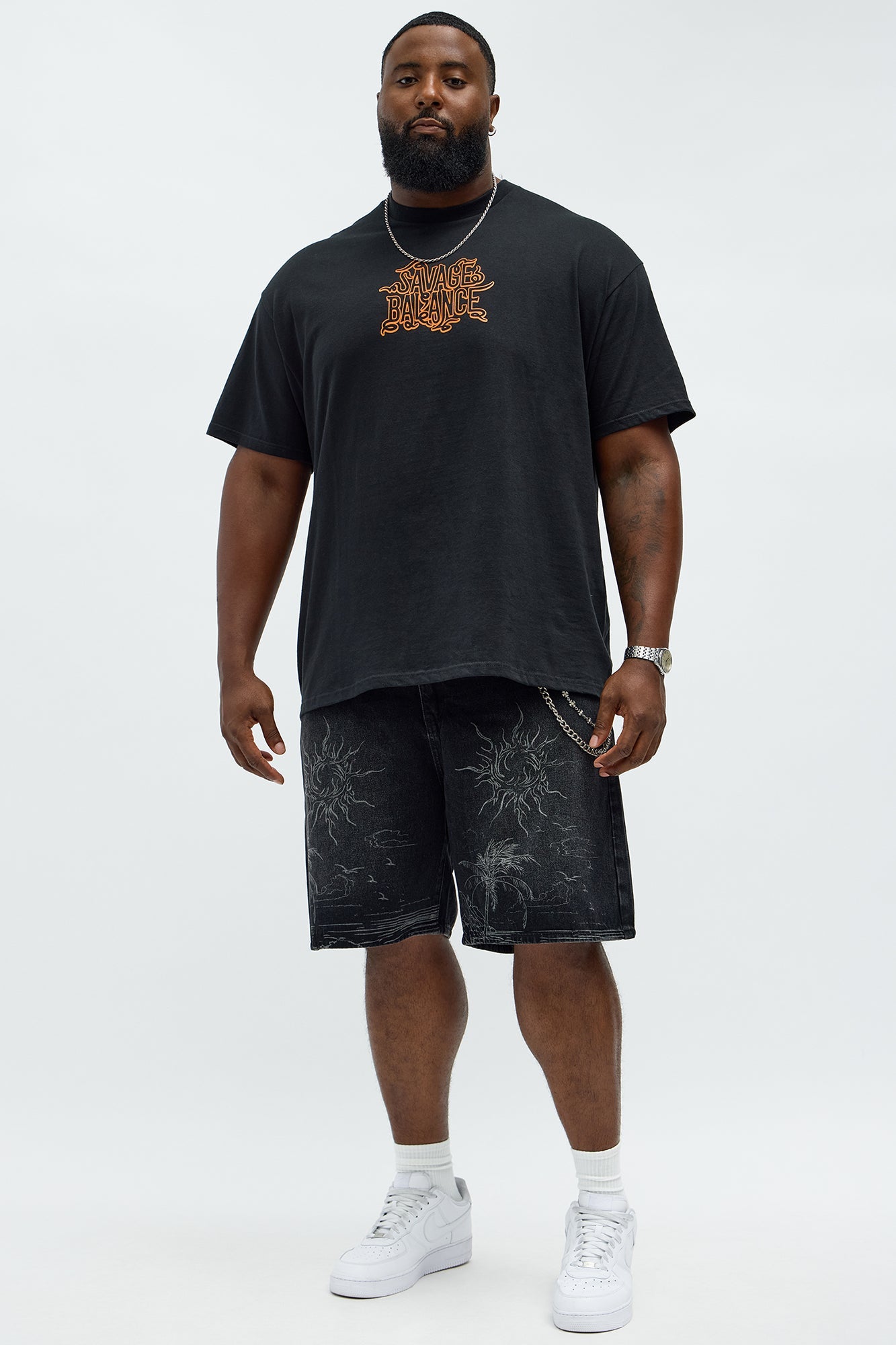 Relaxed You Know The Vibes Be Chill Denim Shorts - Black Wash