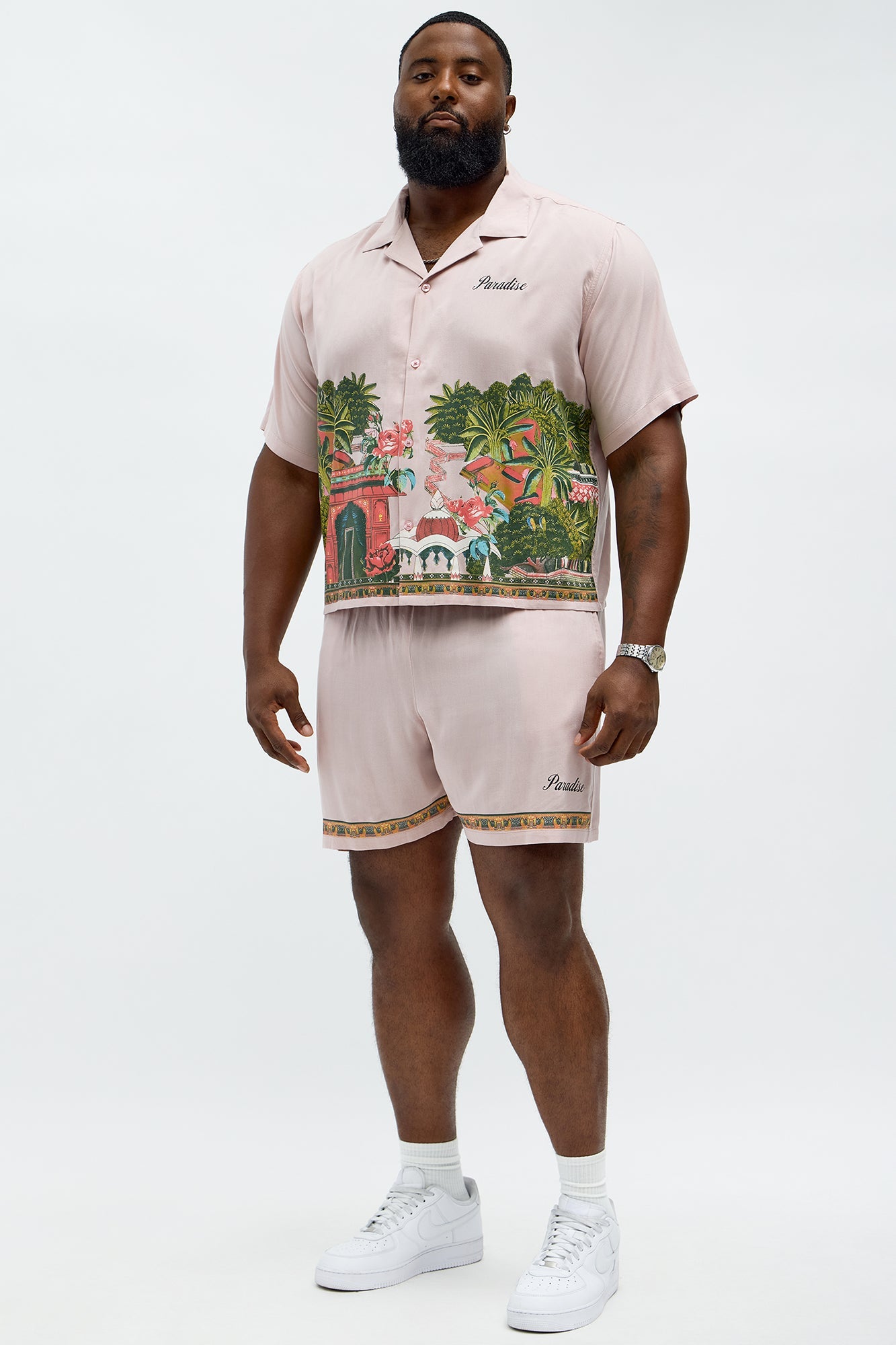 Paradise Set Short Sleeve Button Up Shirt - Pink