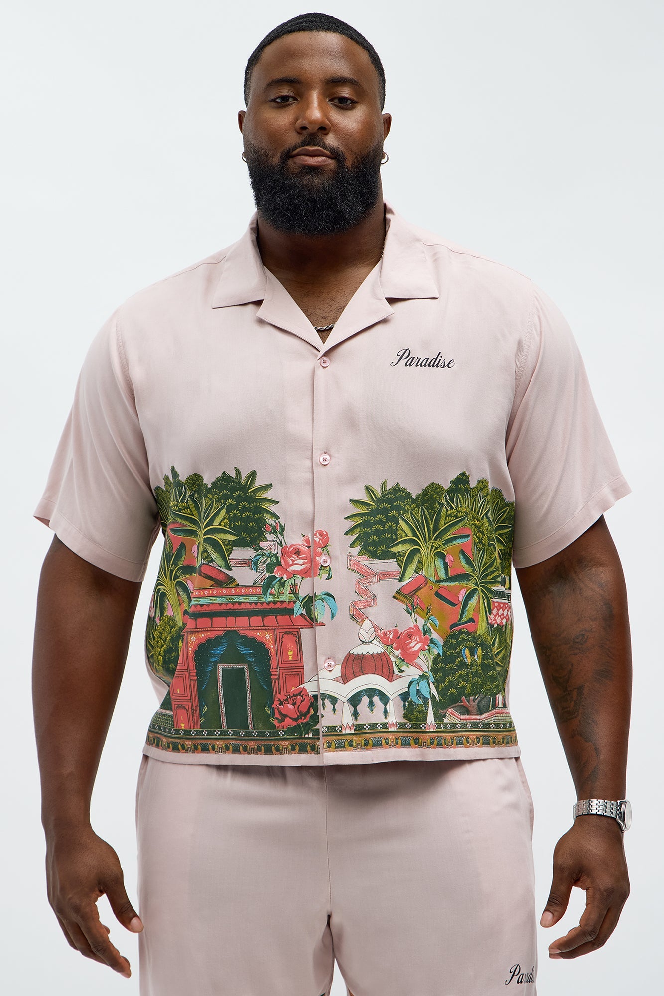 Paradise Set Short Sleeve Button Up Shirt - Pink