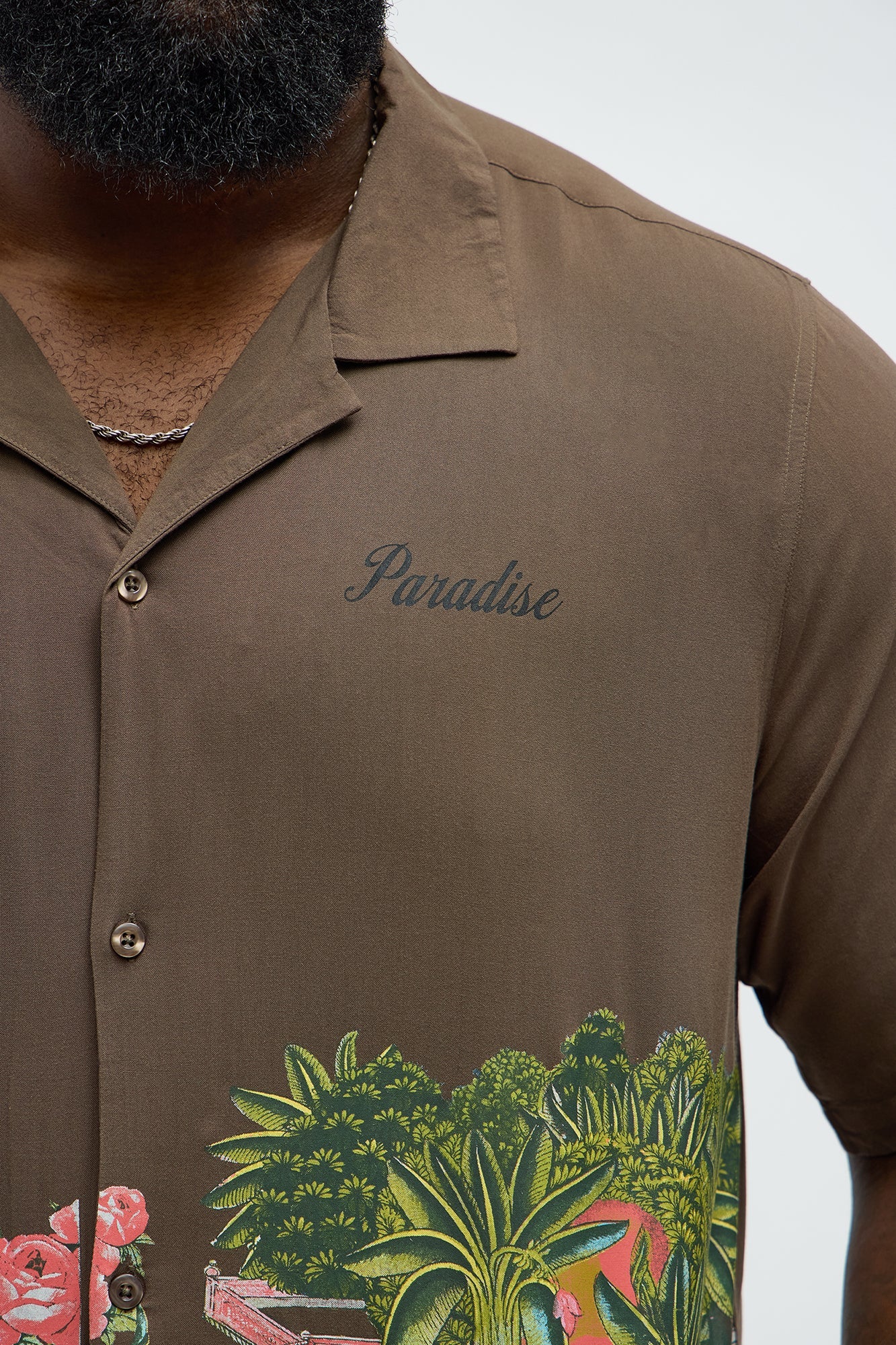 Paradise Set Short Sleeve Button Up Shirt - Brown
