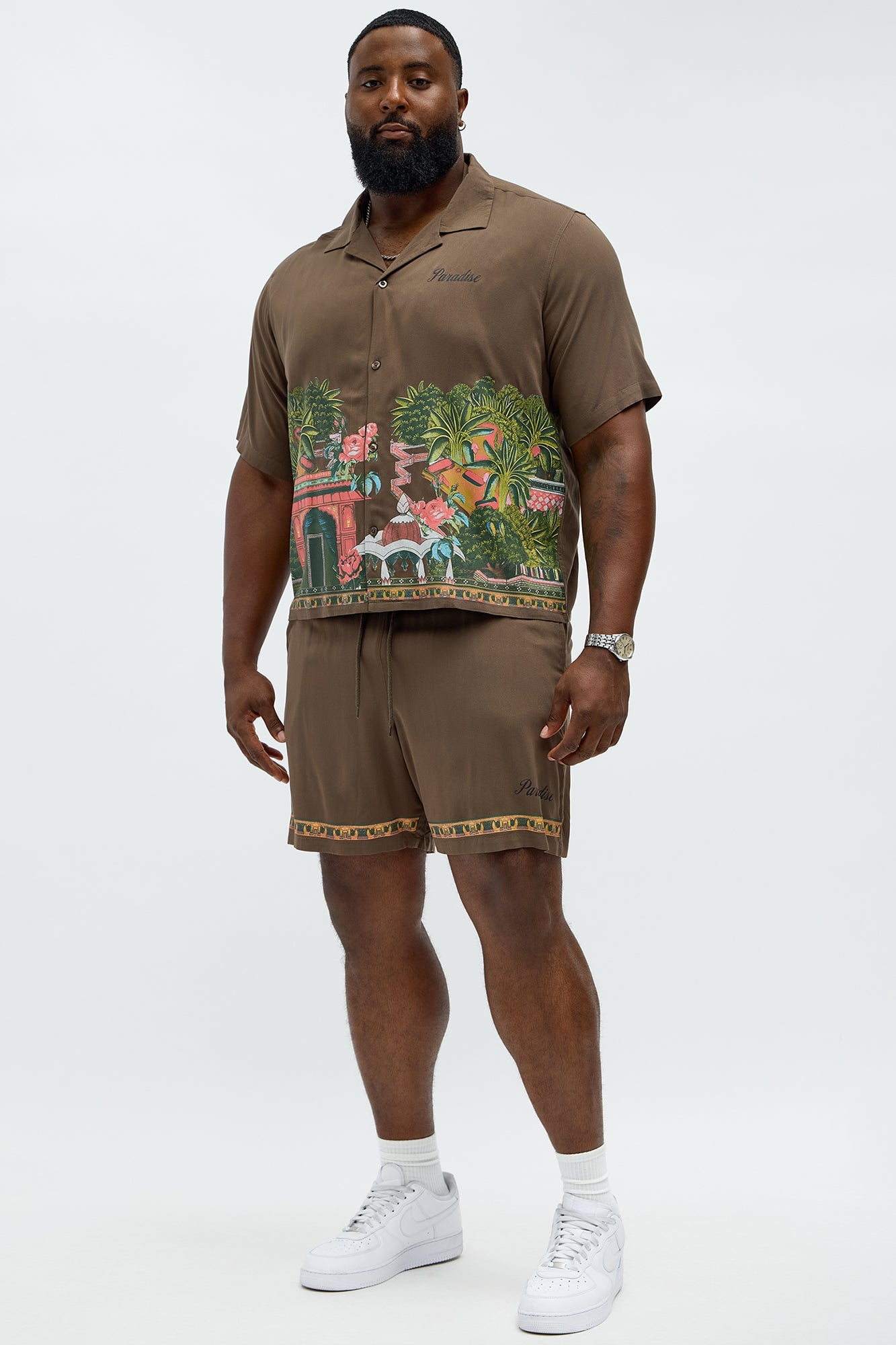 Paradise Set Relaxed Drawstring Short - Brown