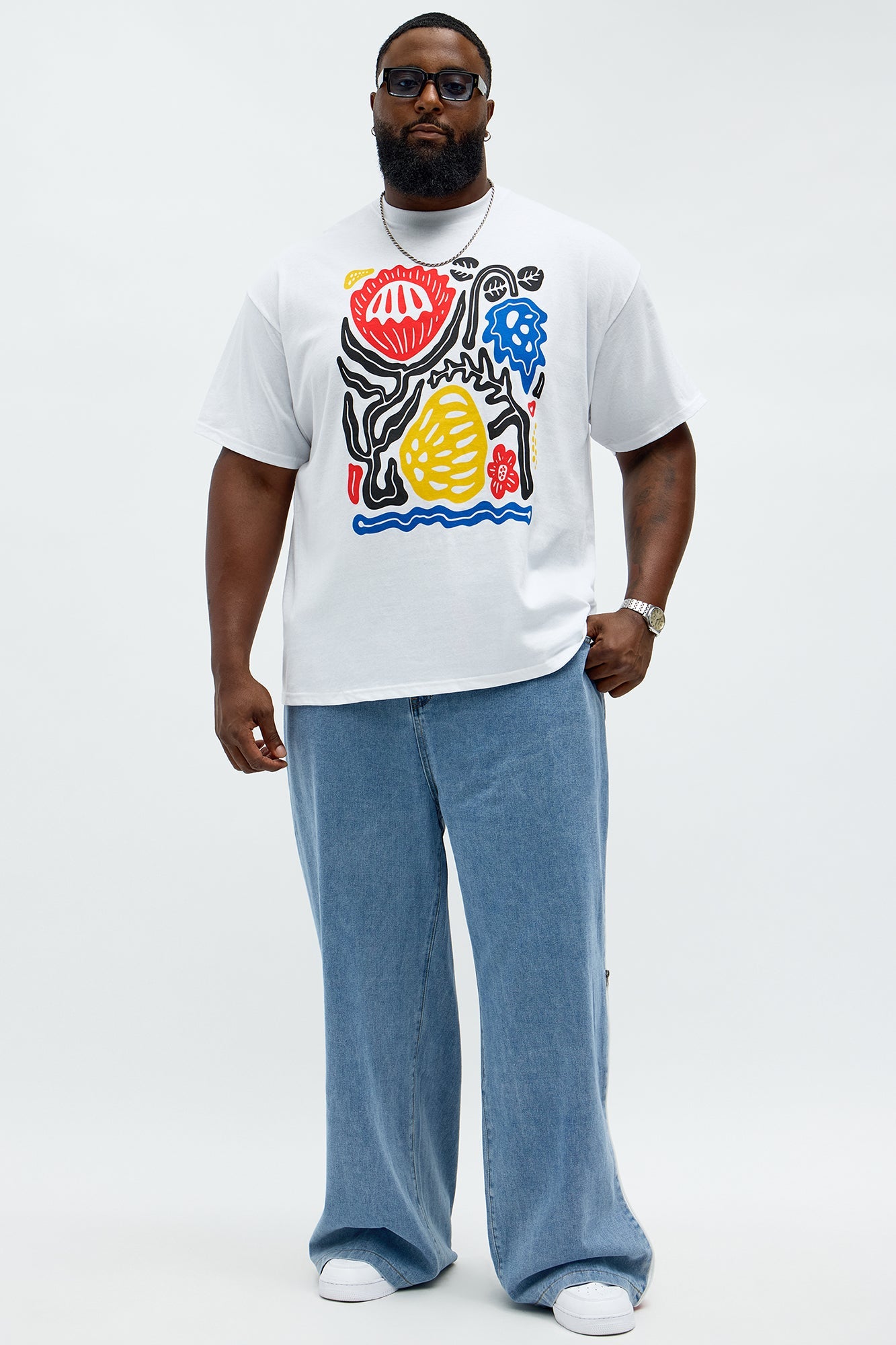 Baggy Side Stripe Zip Hit Jeans - Medium Blue Wash