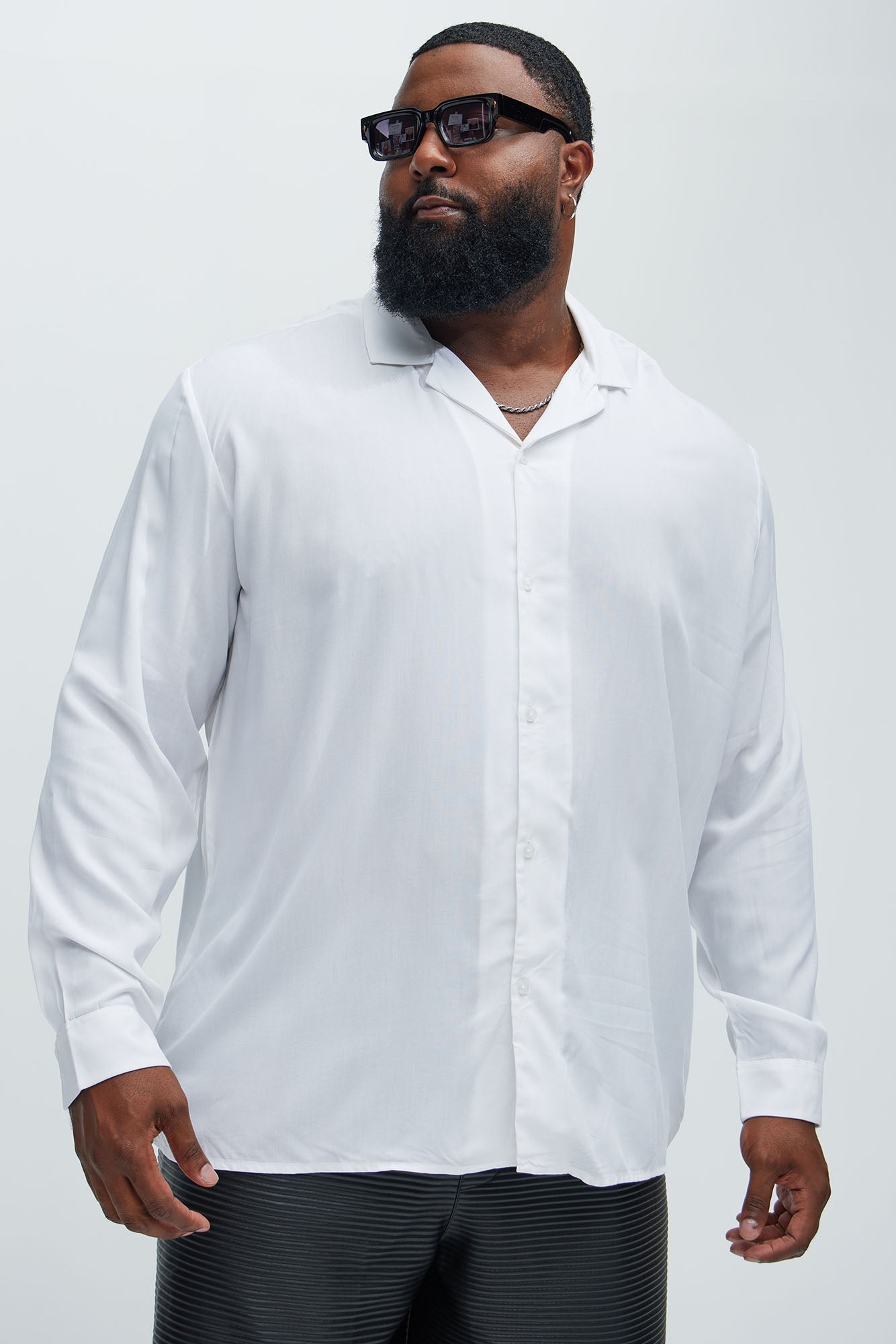 Dawson Relaxed Long Sleeve Button Up Shirt - White