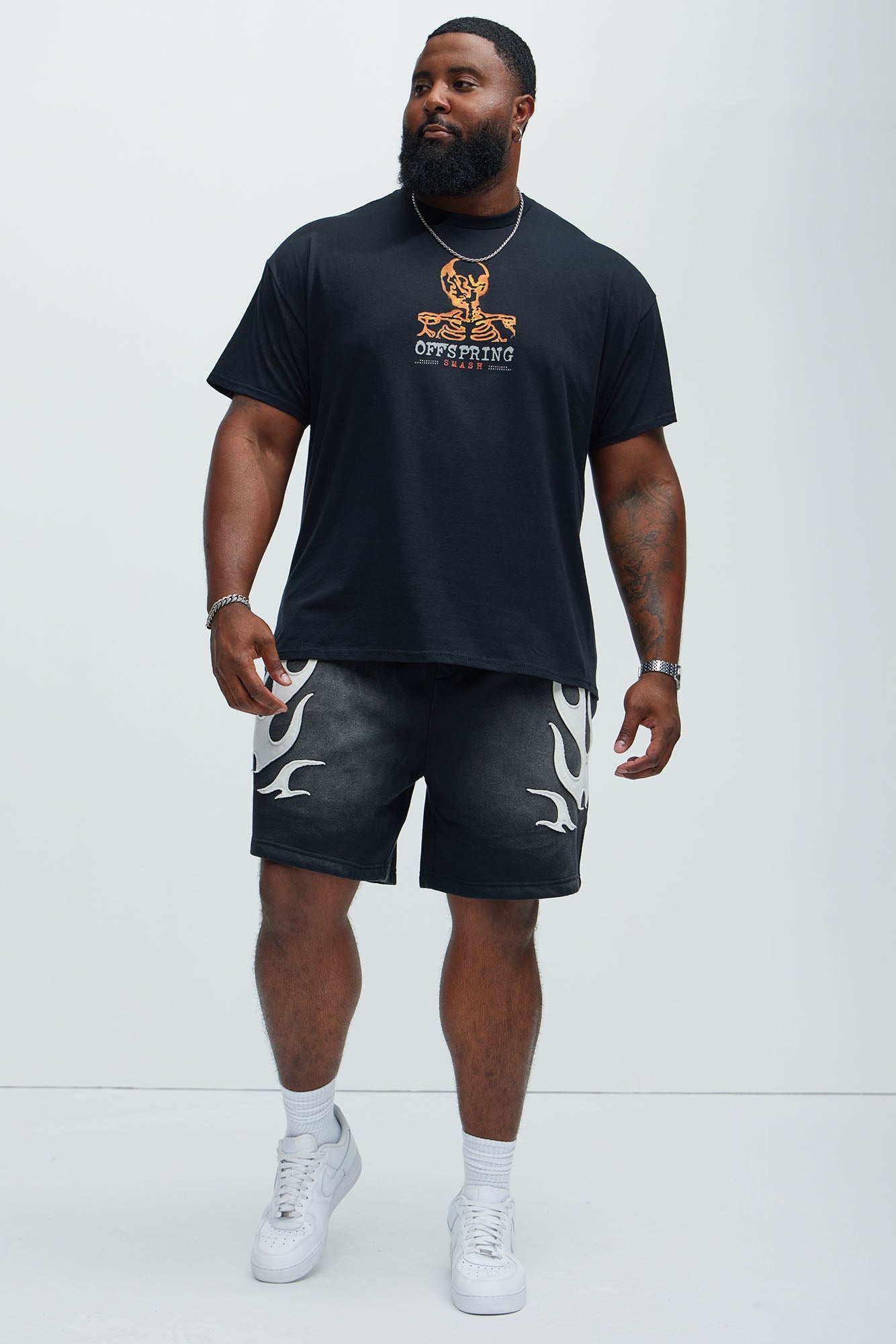 Flame Patch Tyson Relaxed Sweatshorts - Black