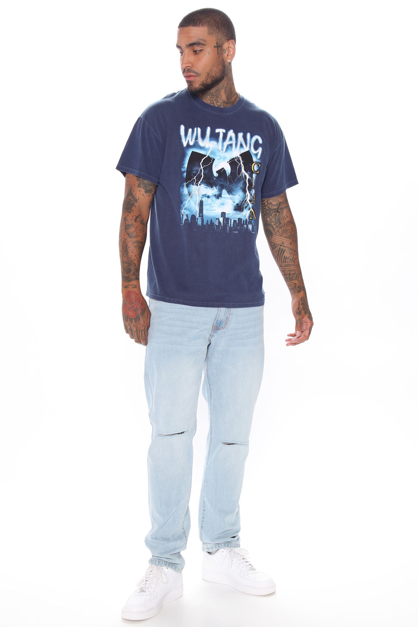 Wu Tang Lightning Vintage Wash Short Sleeve Tee - Navy Wash