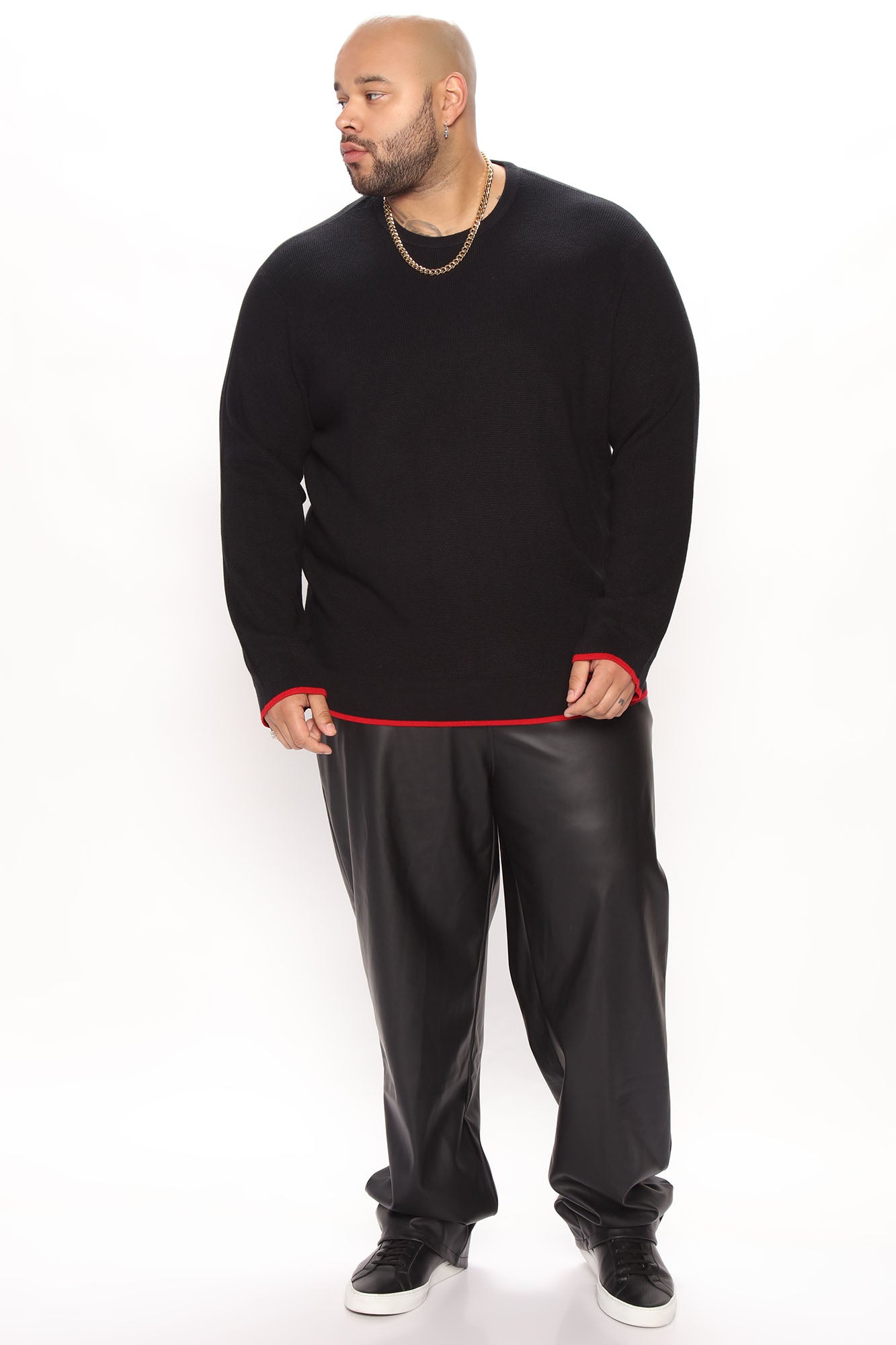 Viscose Thermal Crewneck Sweater - Black