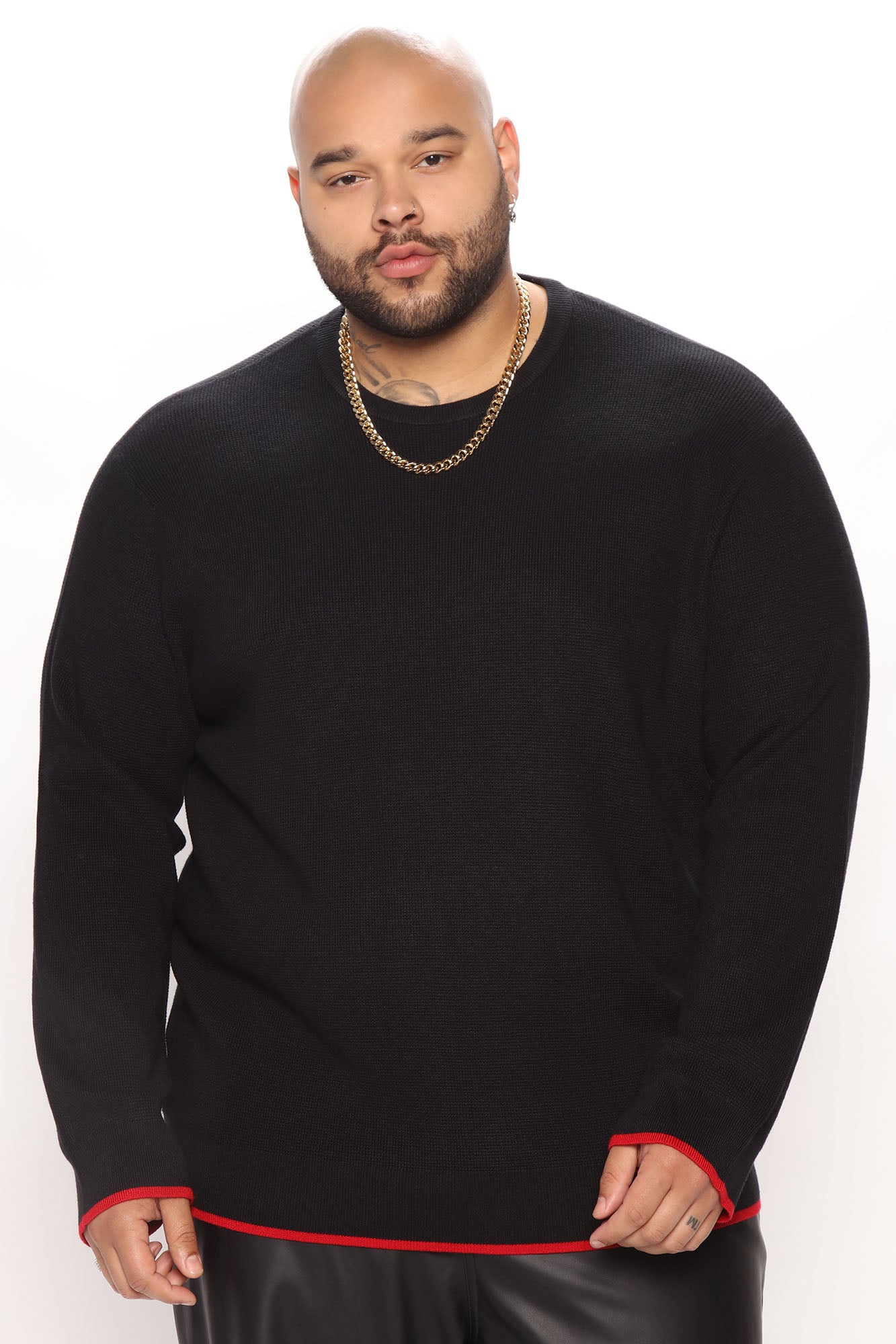 Viscose Thermal Crewneck Sweater - Black