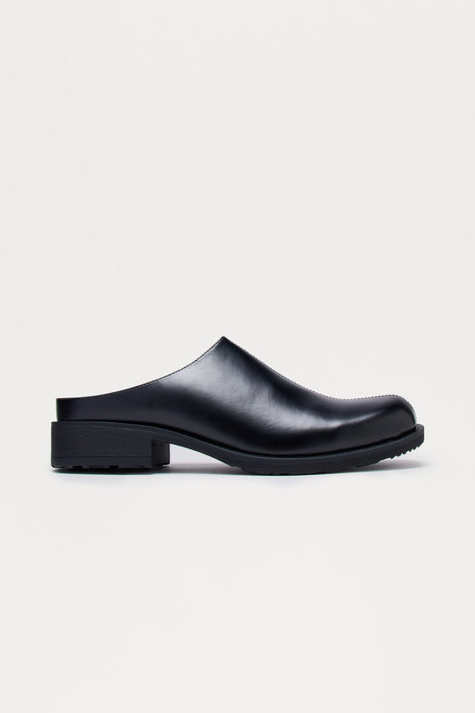 Square Toe Slip On Mule - Black