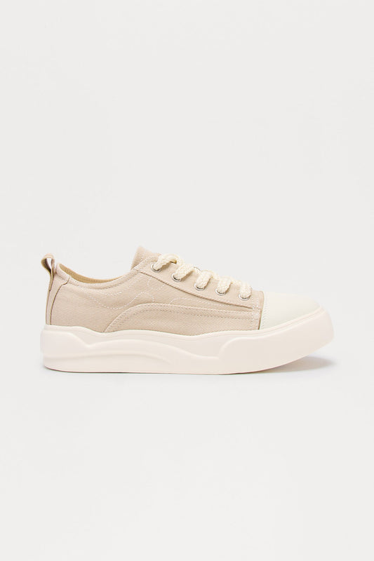 City Stride Canvas Chunky Low Sneaker - Sand/combo