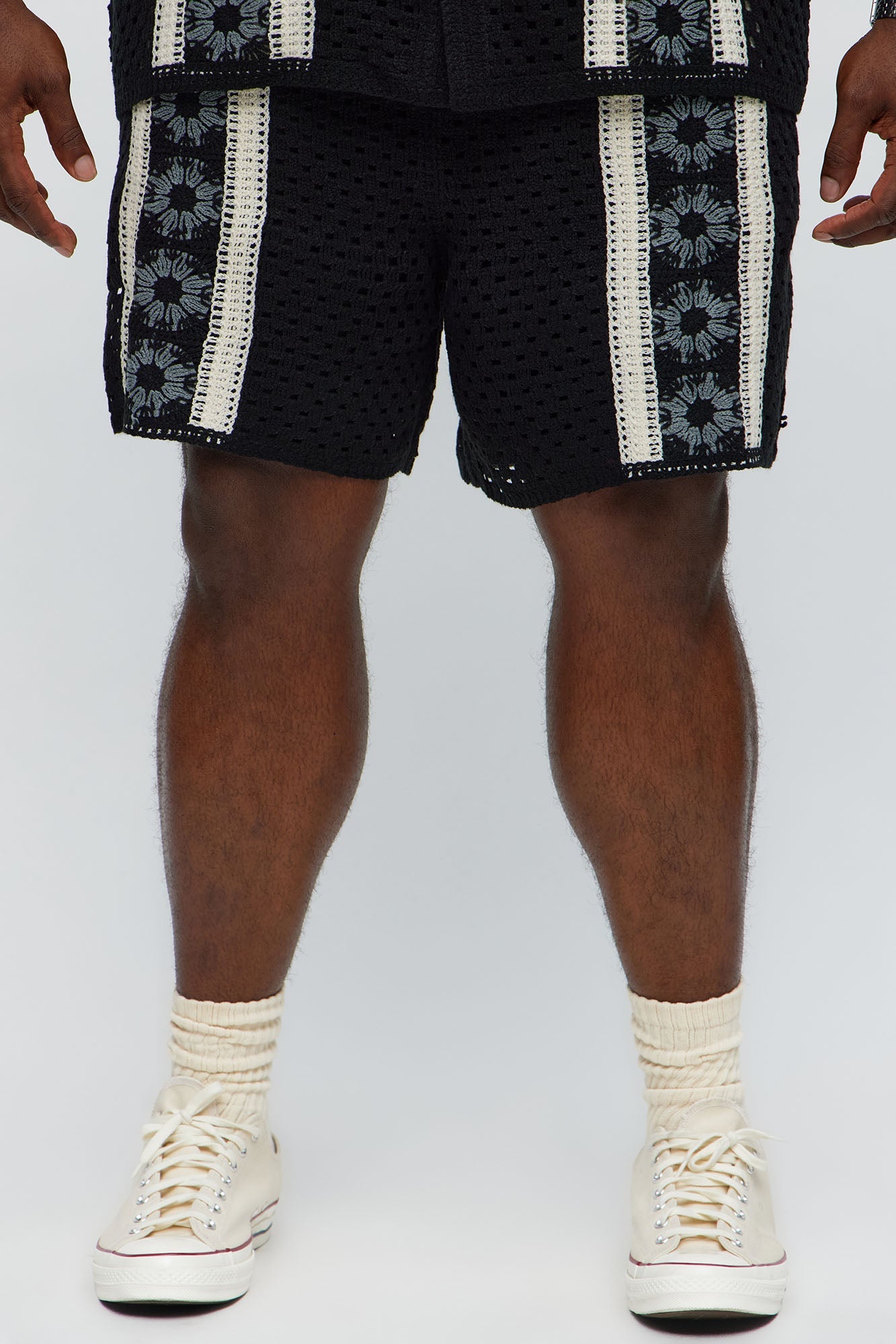 Crochet Panel Short - Black/combo