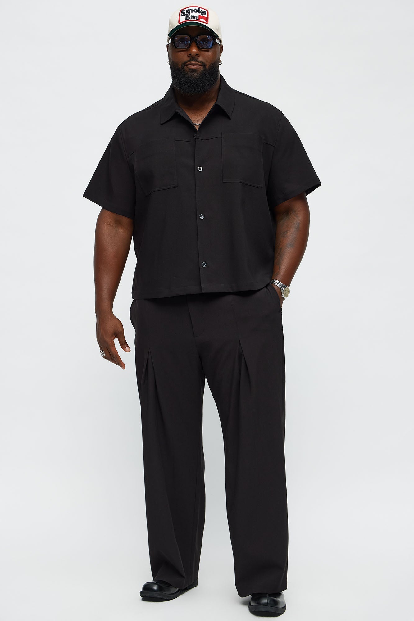 Ronan High Waisted Pleated Trousers - Black