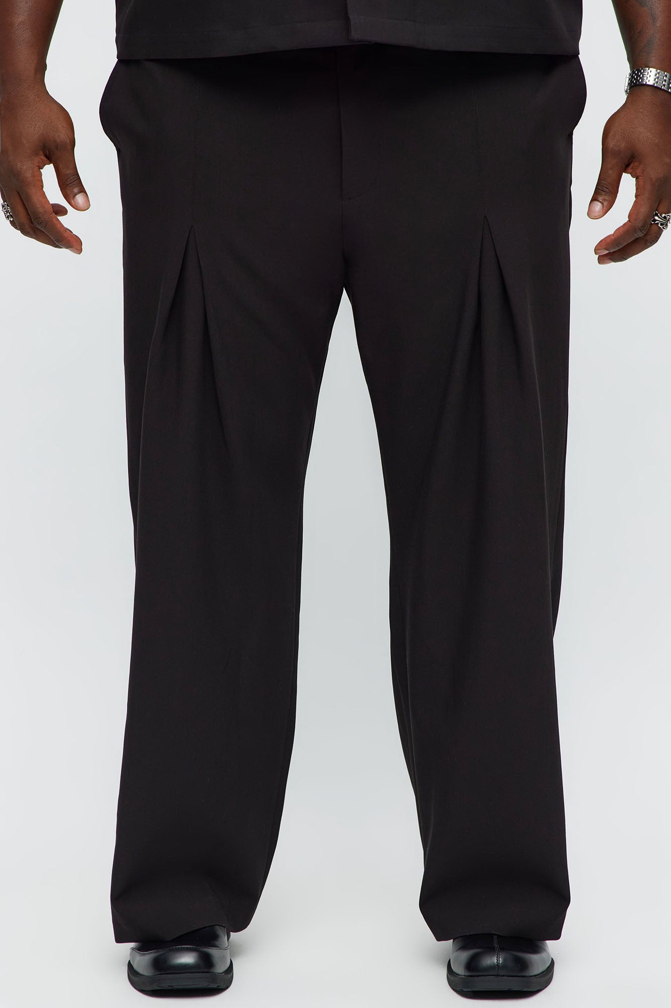 Ronan High Waisted Pleated Trousers - Black