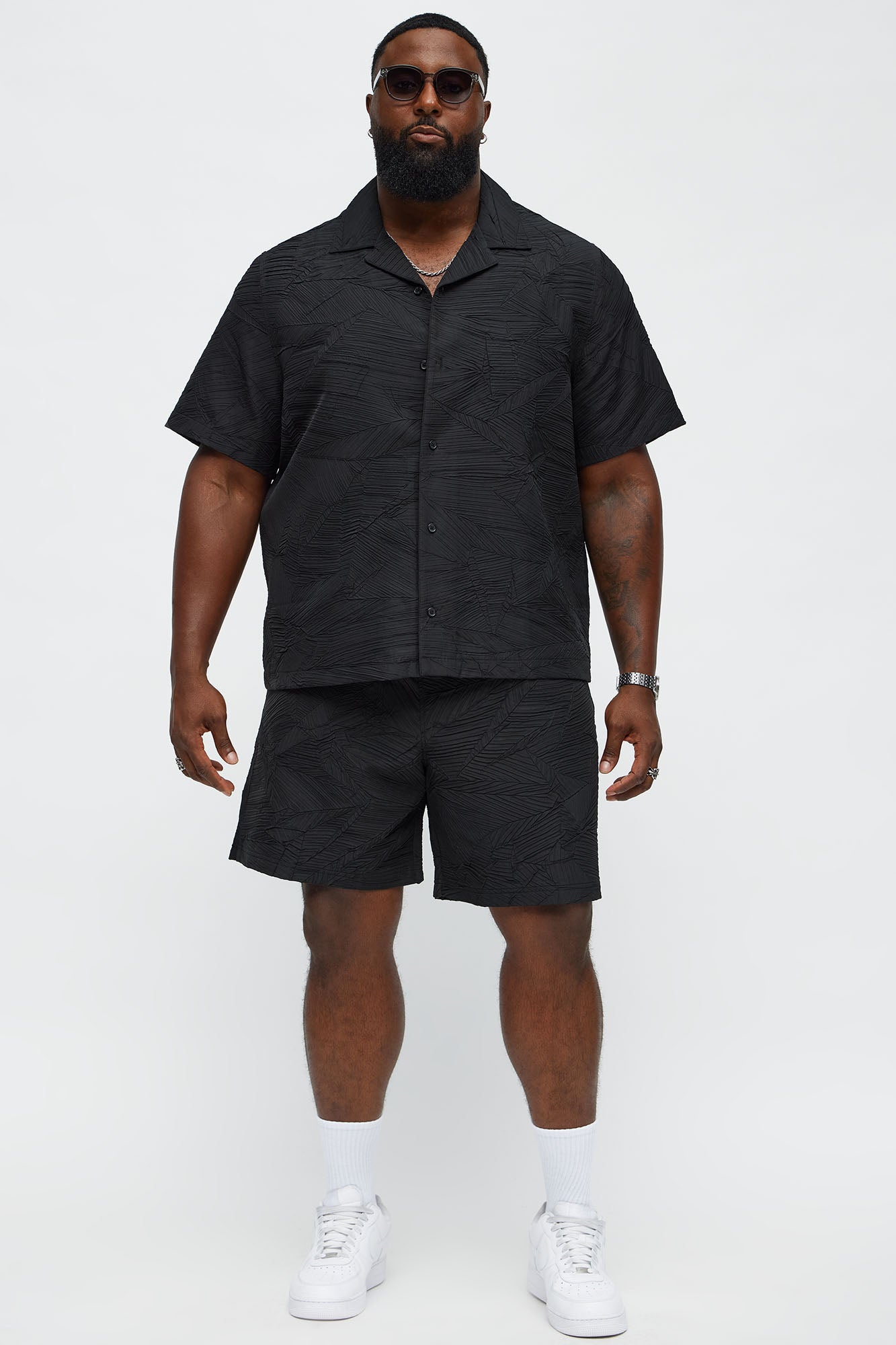 Ponce Textured Relaxed Shorts - Black