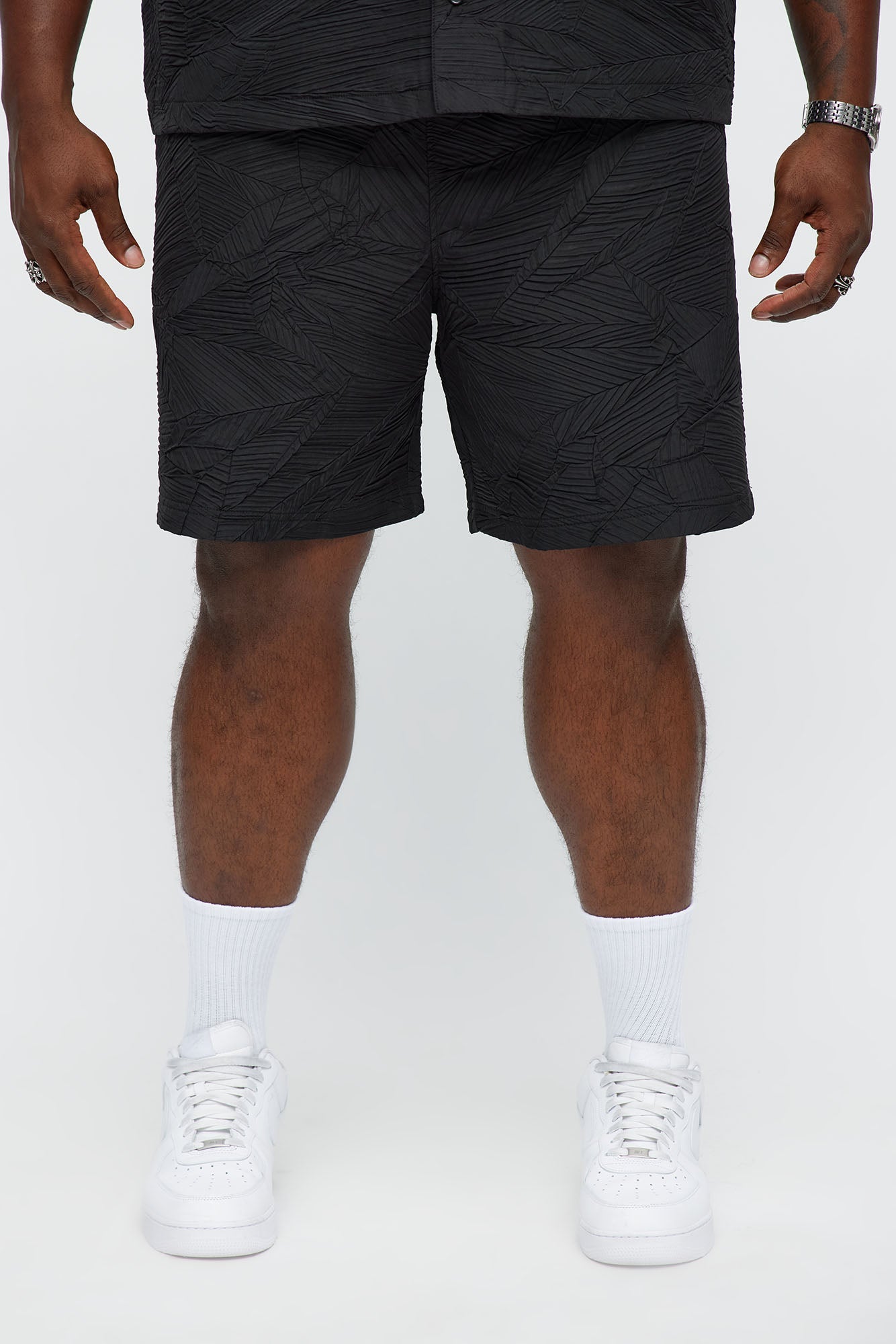Ponce Textured Relaxed Shorts - Black