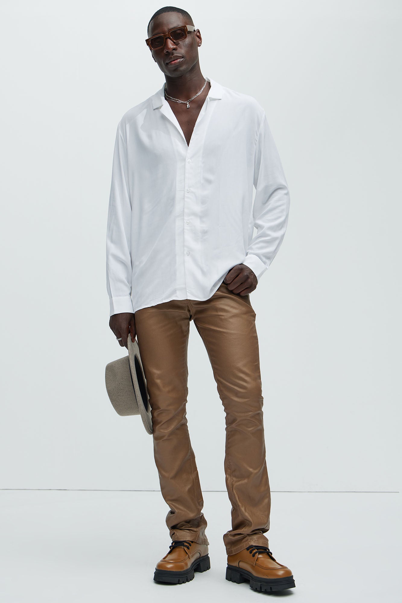 Dawson Relaxed Long Sleeve Button Up Shirt - White