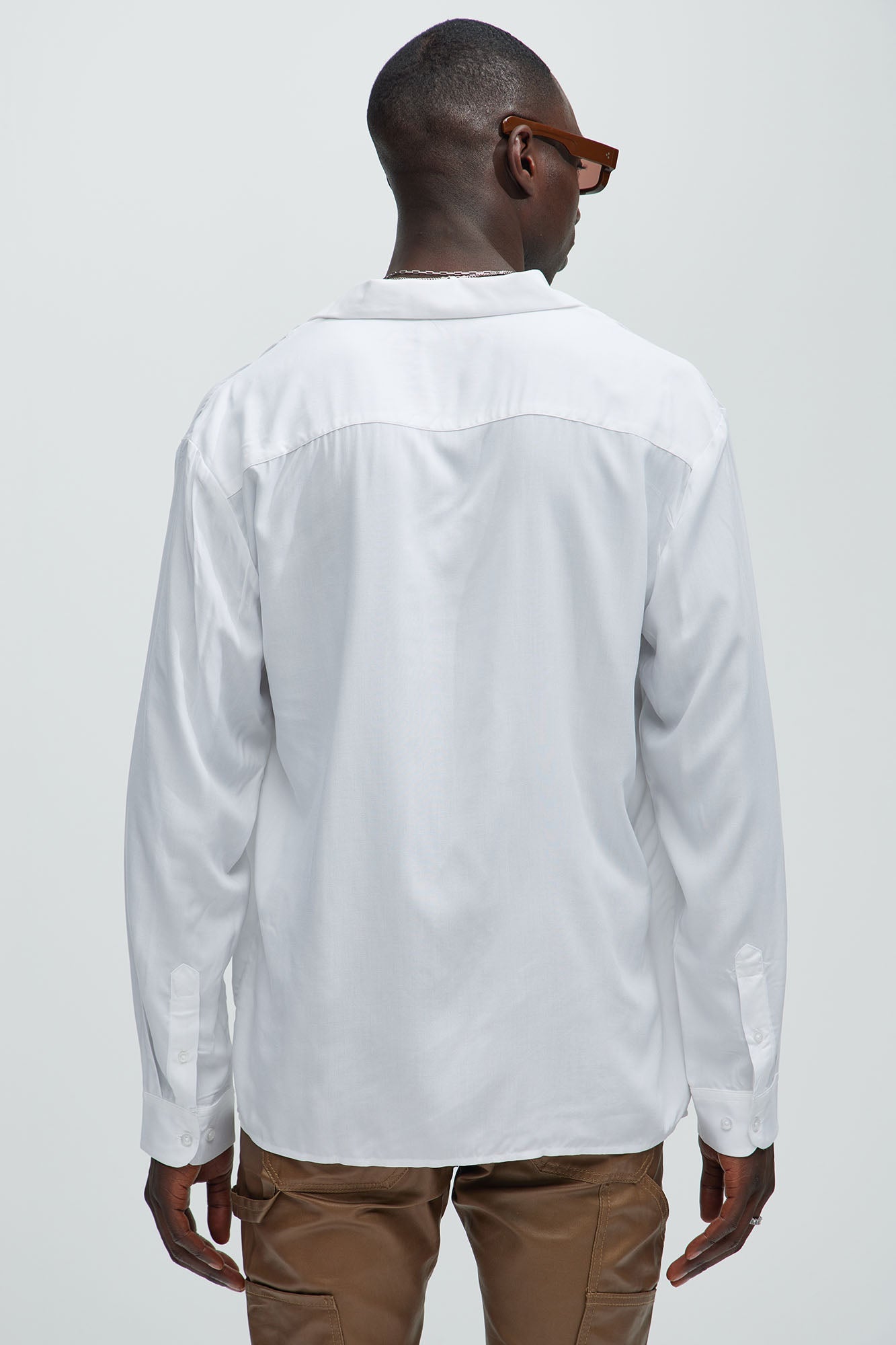 Dawson Relaxed Long Sleeve Button Up Shirt - White