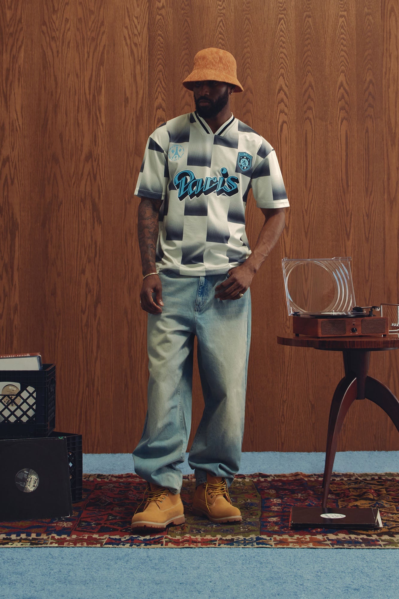 Checkered Paris Short Sleeve Soccer Jersey - Off White/combo