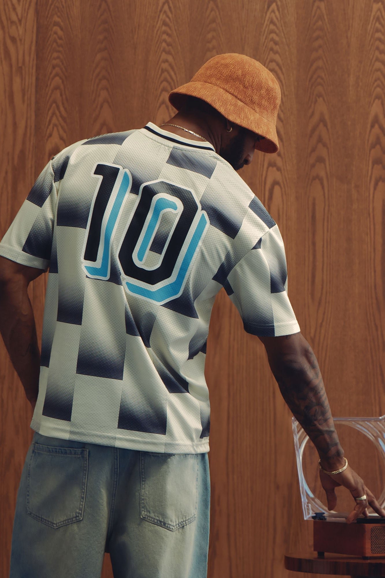 Checkered Paris Short Sleeve Soccer Jersey - Off White/combo