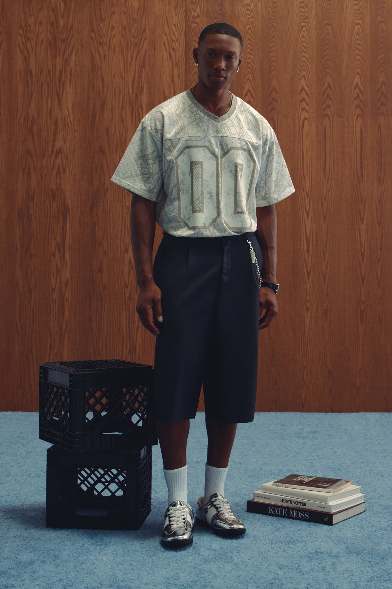 Baggy Pleated Trouser Shorts - Grey