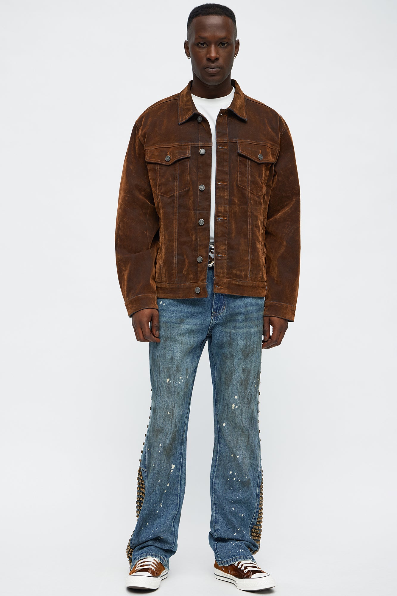 What The Flock Trucker Jacket - Brown