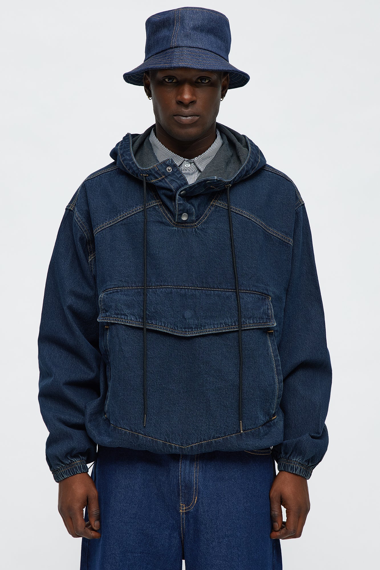 Oversized In My City Anorak Denim Jacket - Dark Wash