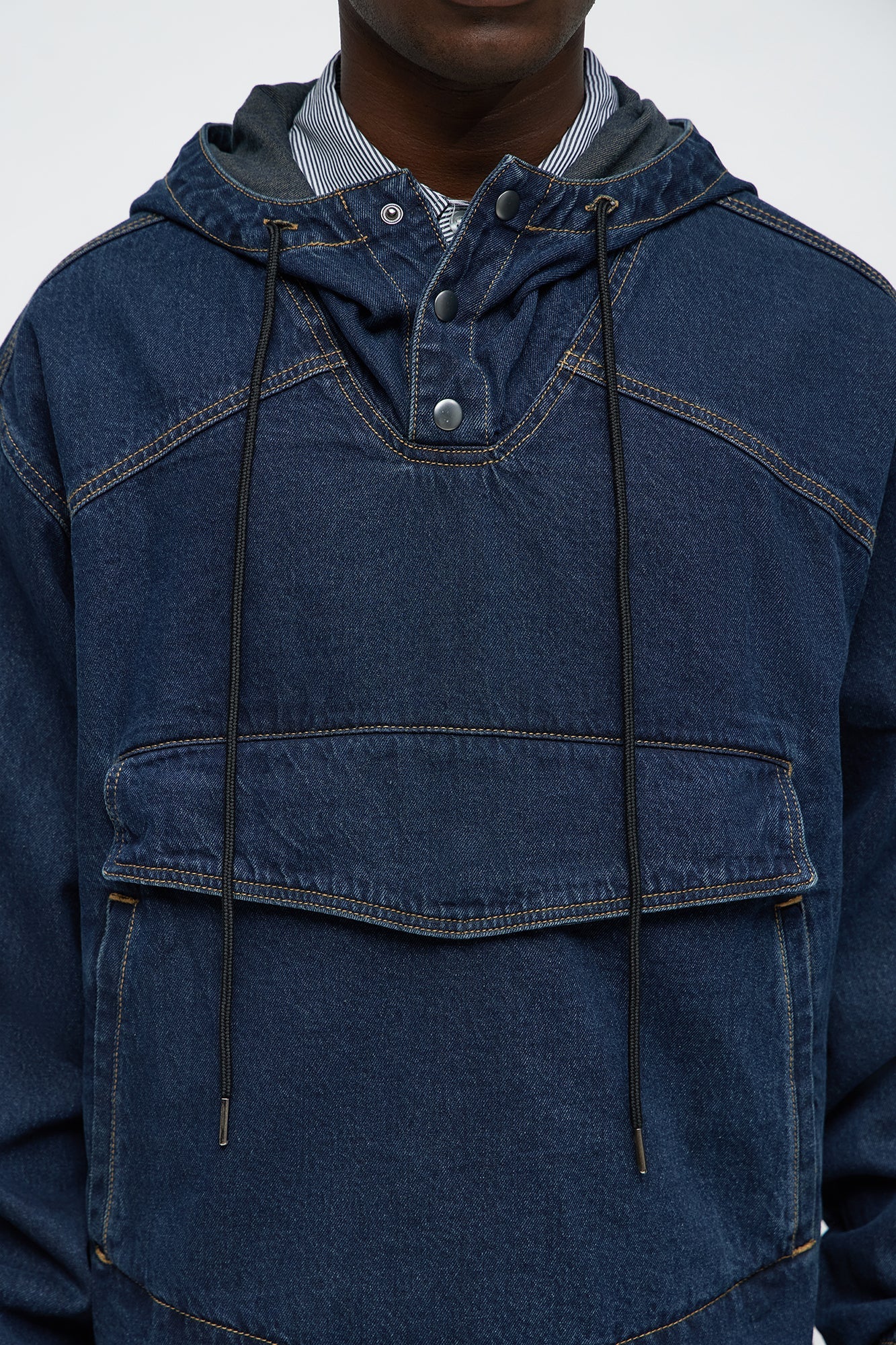 Oversized In My City Anorak Denim Jacket - Dark Wash