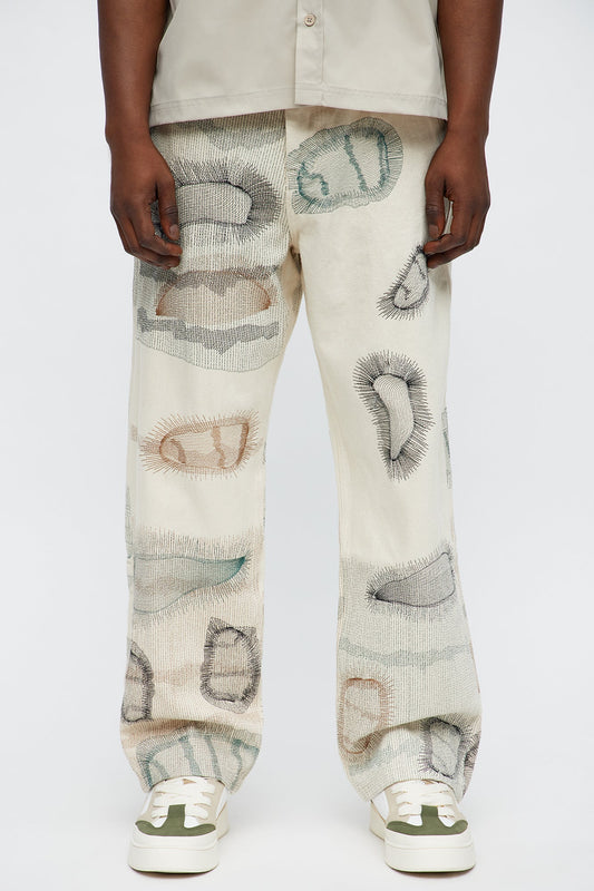 Century Repaired Baggy Jeans - Off White
