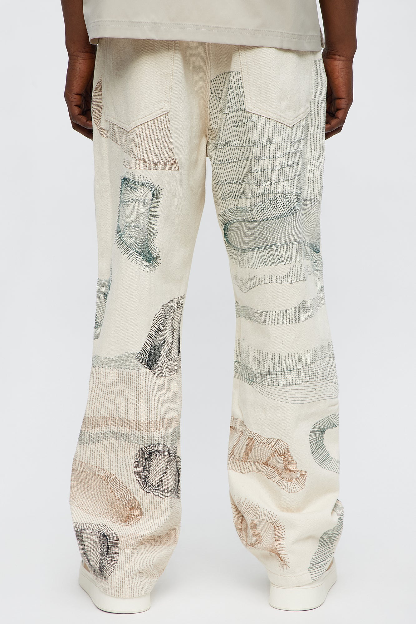 Century Repaired Baggy Jeans - Off White