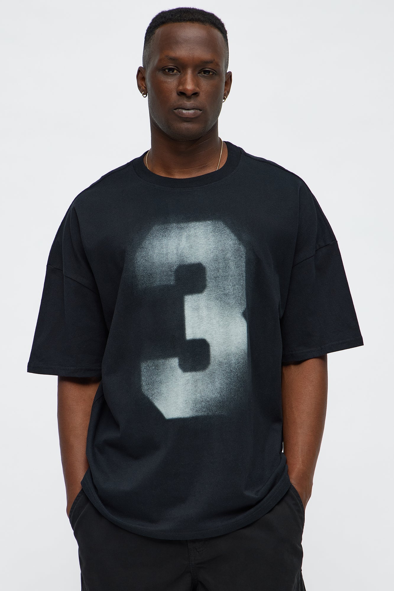 Magic Number Oversized Short Sleeve Tee - Black