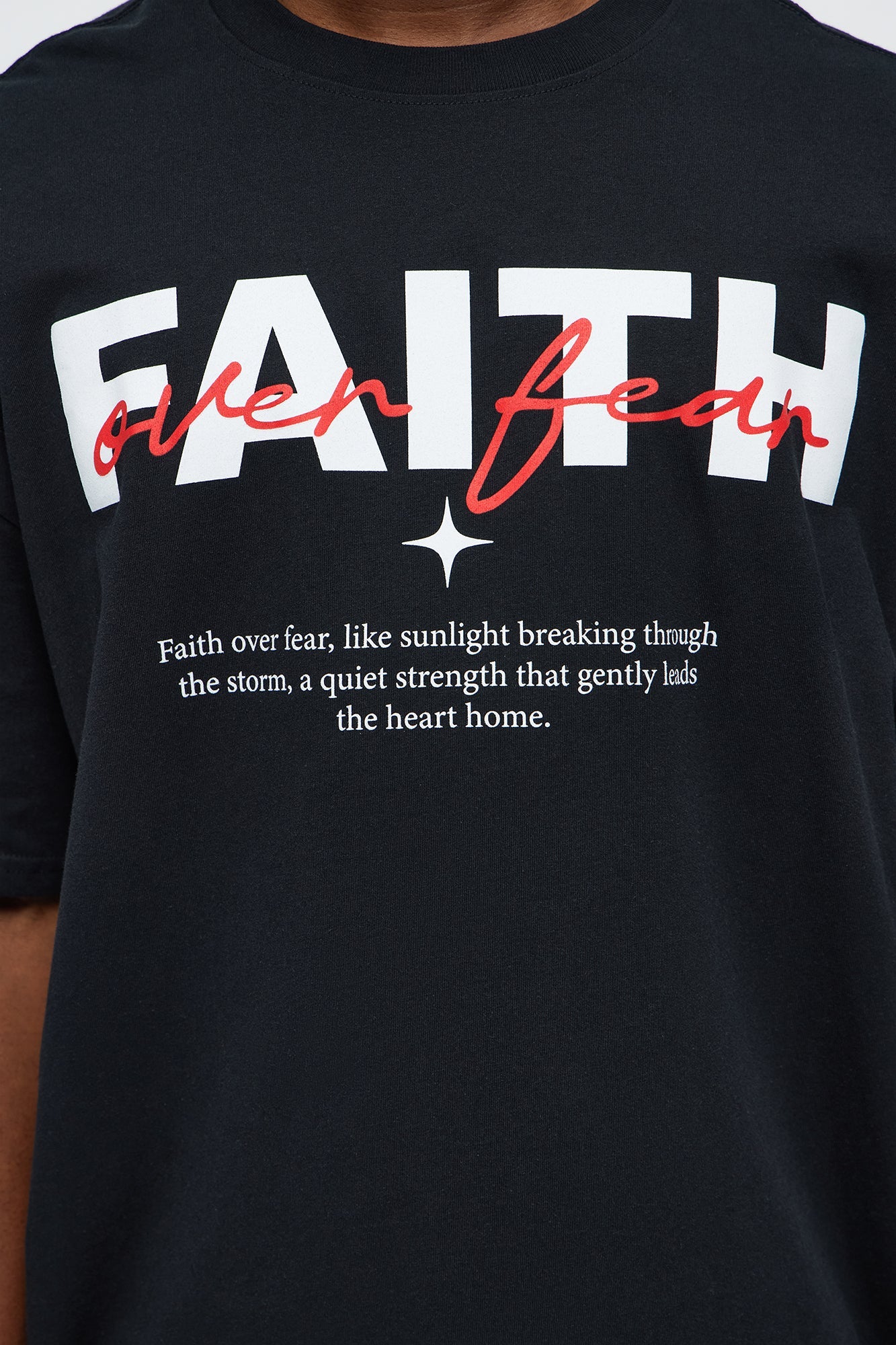 Stay Blessed Faith Over Fear Oversized Short Sleeve Tee - Black