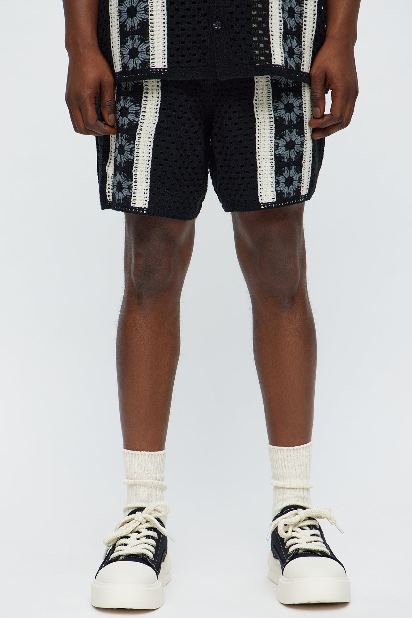 Crochet Panel Short - Black/combo