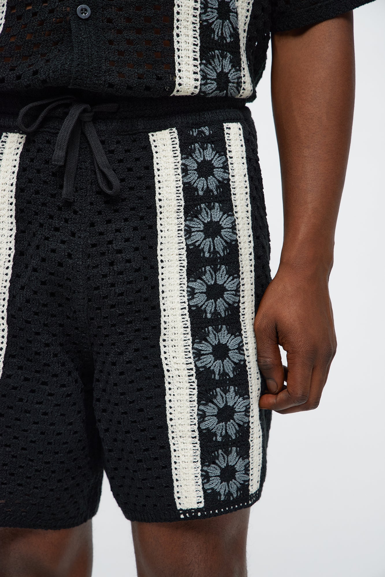 Crochet Panel Short - Black/combo
