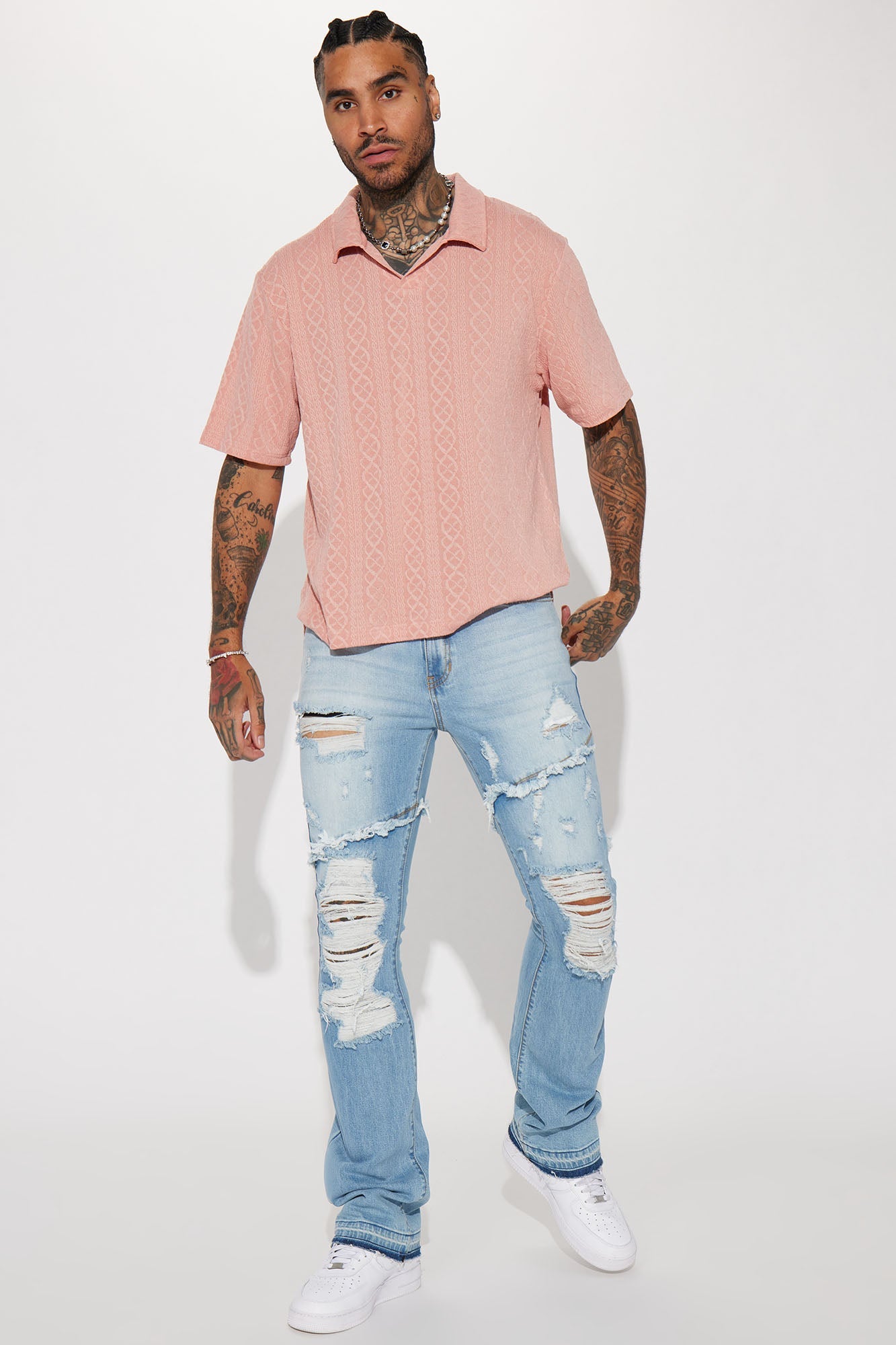 Zig Zag Road Short Sleeve Polo - Mauve