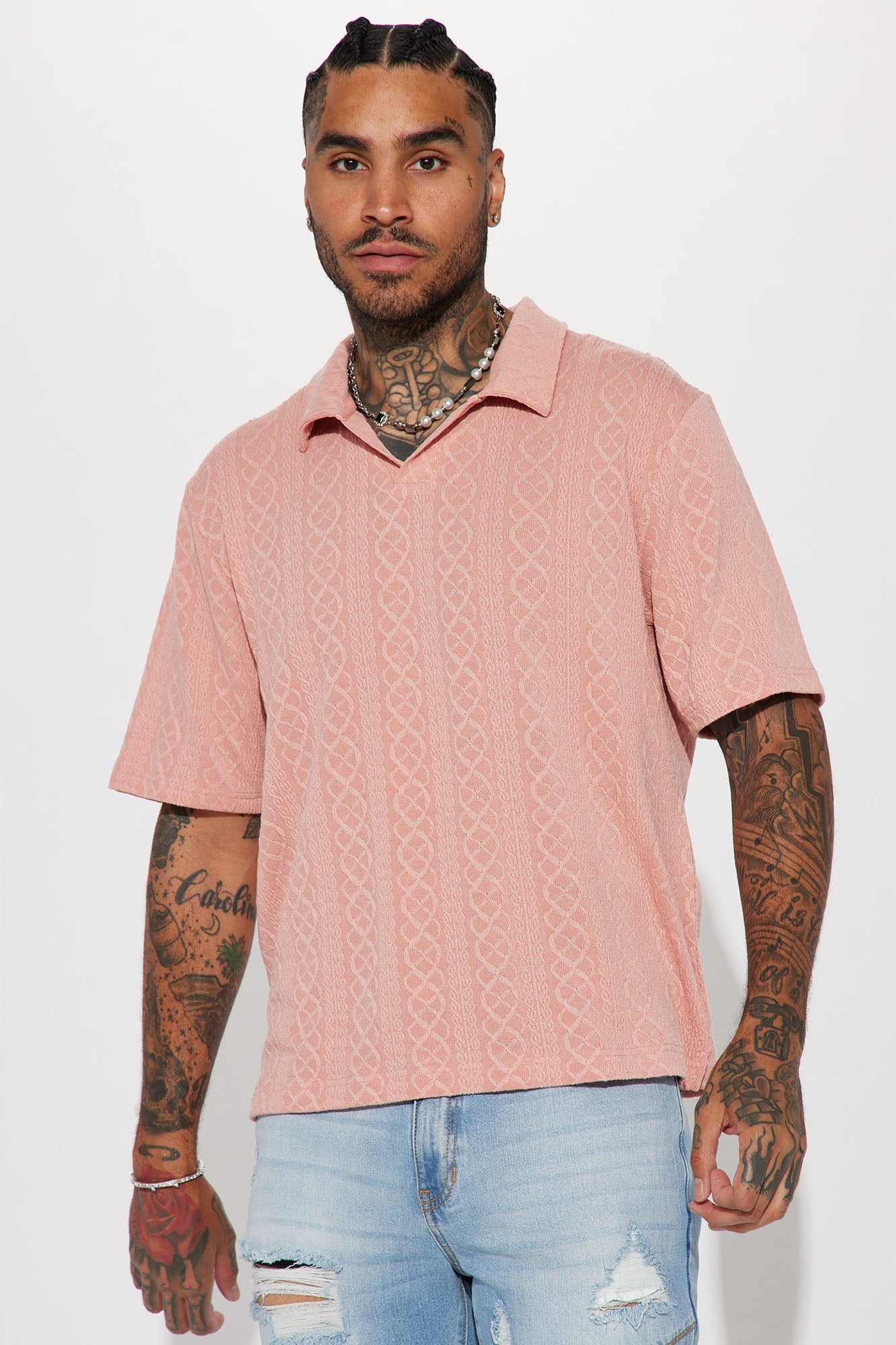 Zig Zag Road Short Sleeve Polo - Mauve