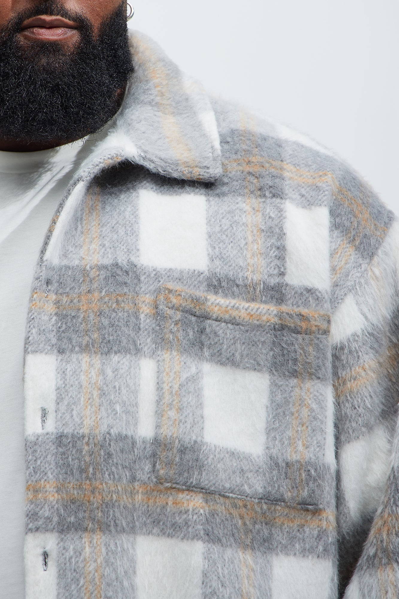 Move Up Plaid Shacket - Grey/combo
