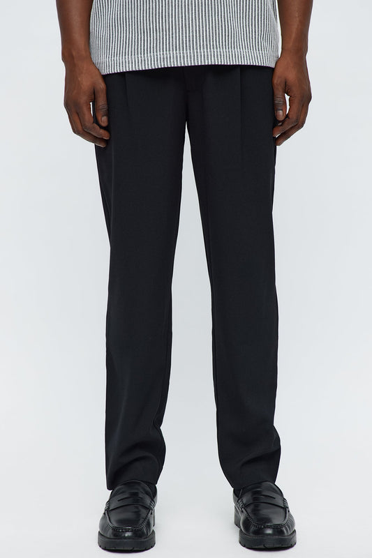 Golden Hour Slim Pleated Trouser - Black