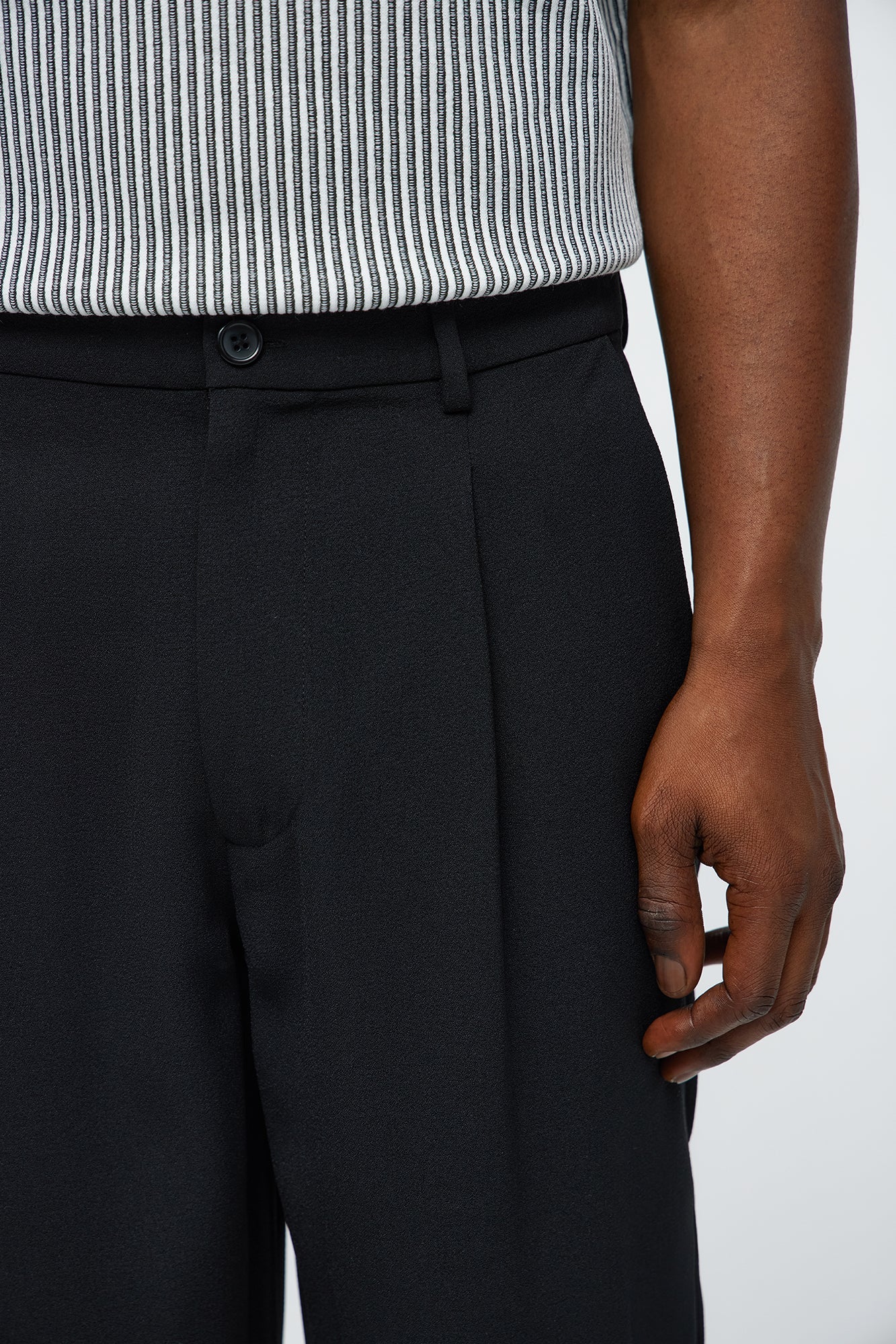 Golden Hour Slim Pleated Trouser - Black