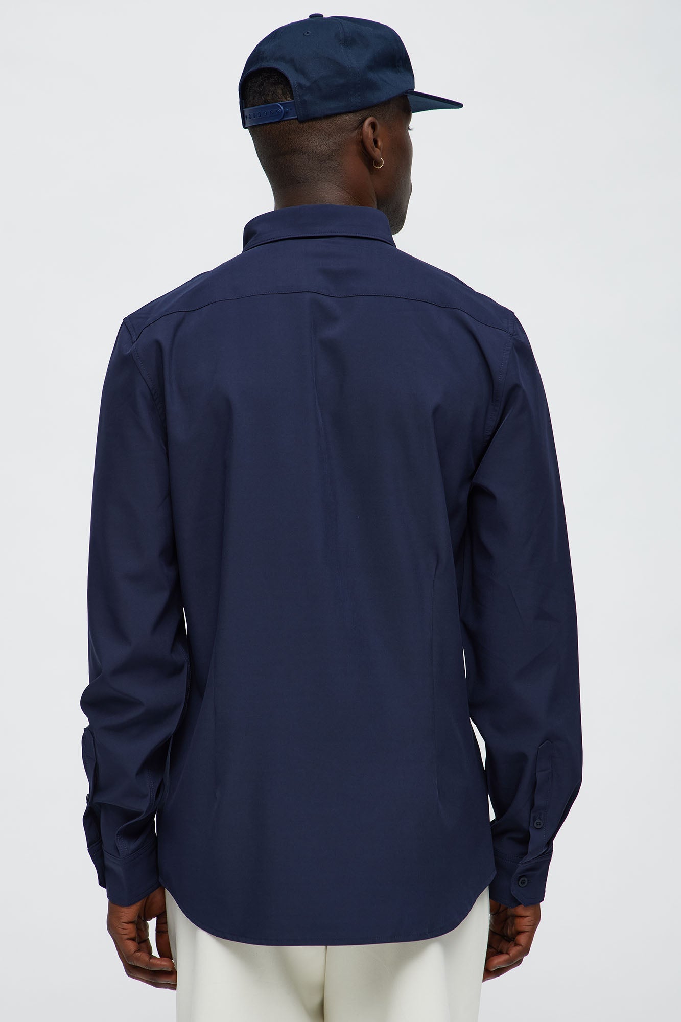 Slim Long Sleeve Stretch Shirt - Navy